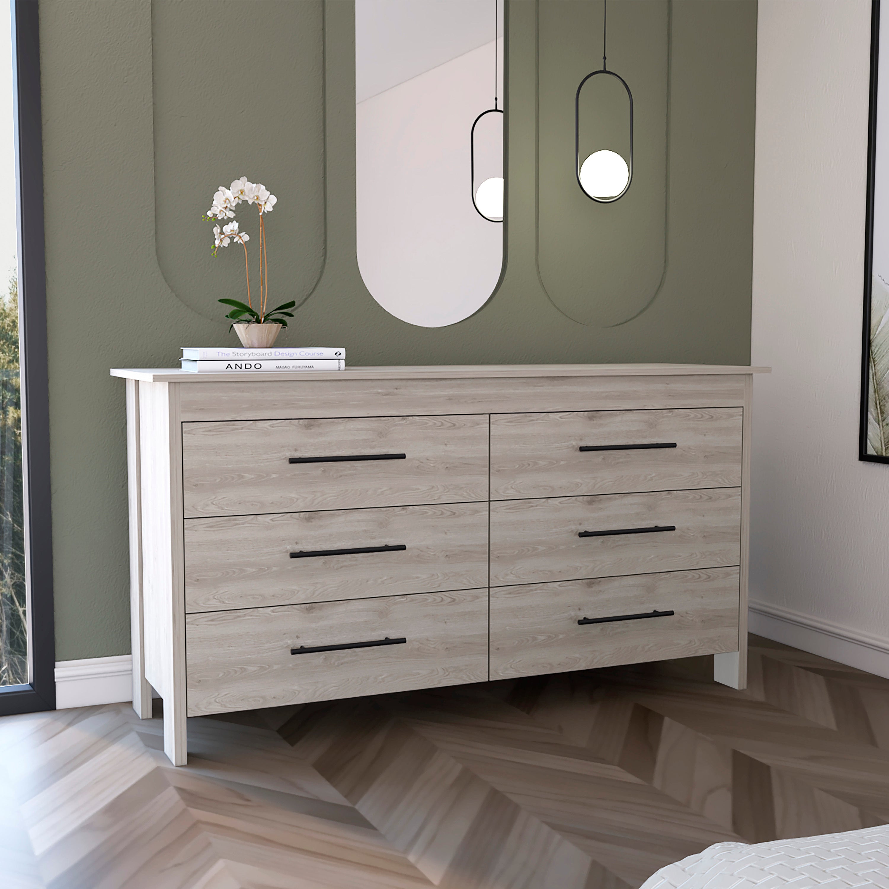 Light Gray 6-Drawer Double Dresser