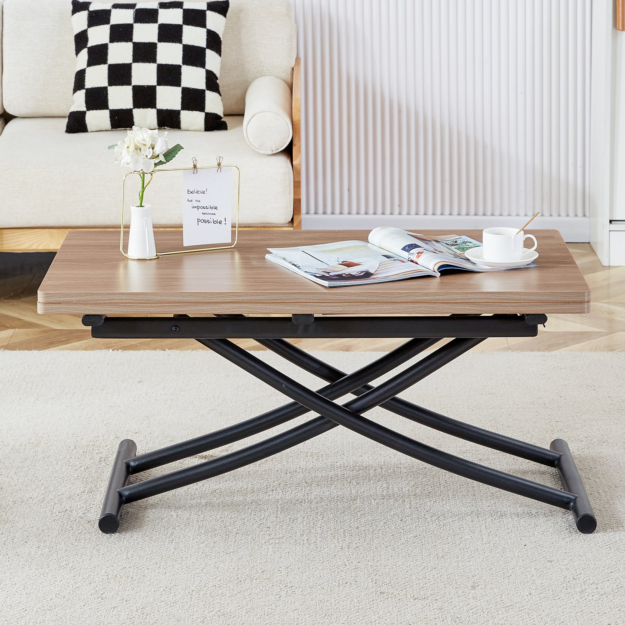 Modern Lift-Top Table & 4 Chairs Set - LT-10055
