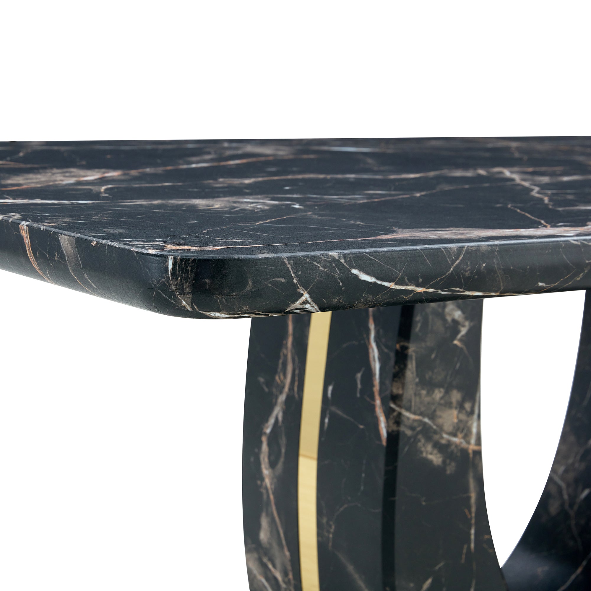 Black Marble Dining Set with 4 Chairs