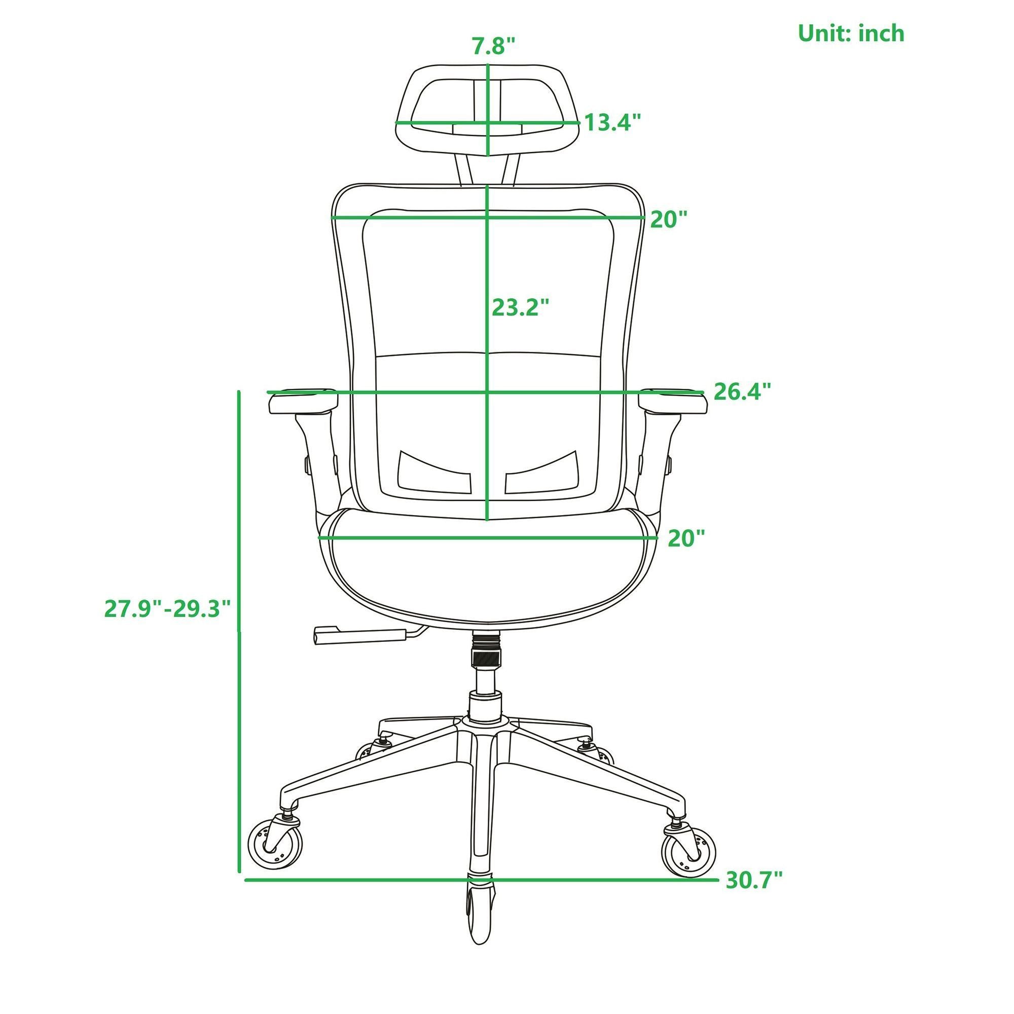 Ergonomic Mesh Office Chair w/ Headrest, Arms, Tilt, Lumbar- Gray