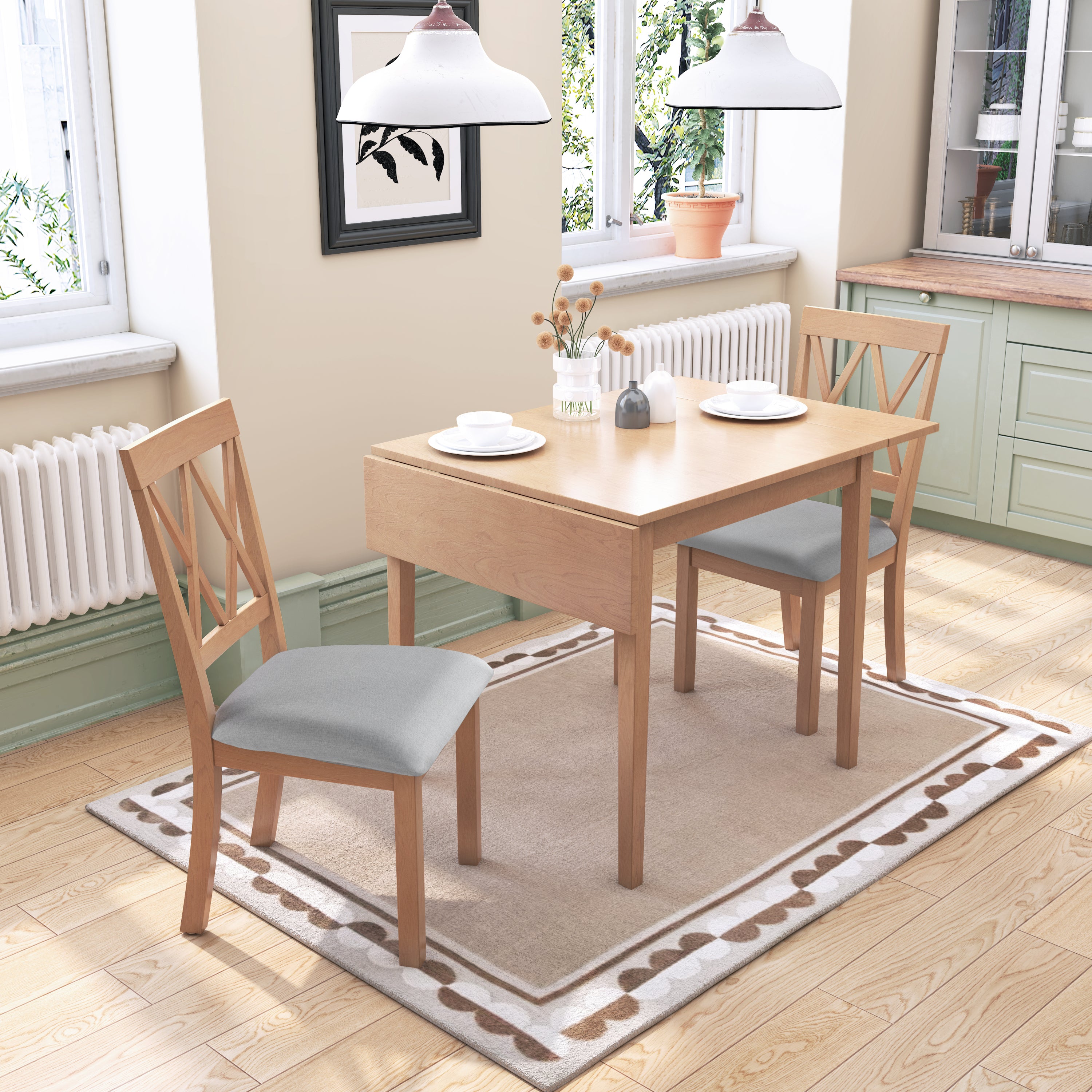 3 Piece Drop Leaf Kitchen Dining Set