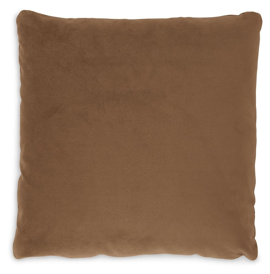 Light brown square throw pillow with textured finish