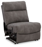 Slate power armless recliner with adjustable headrest, padded seat and back