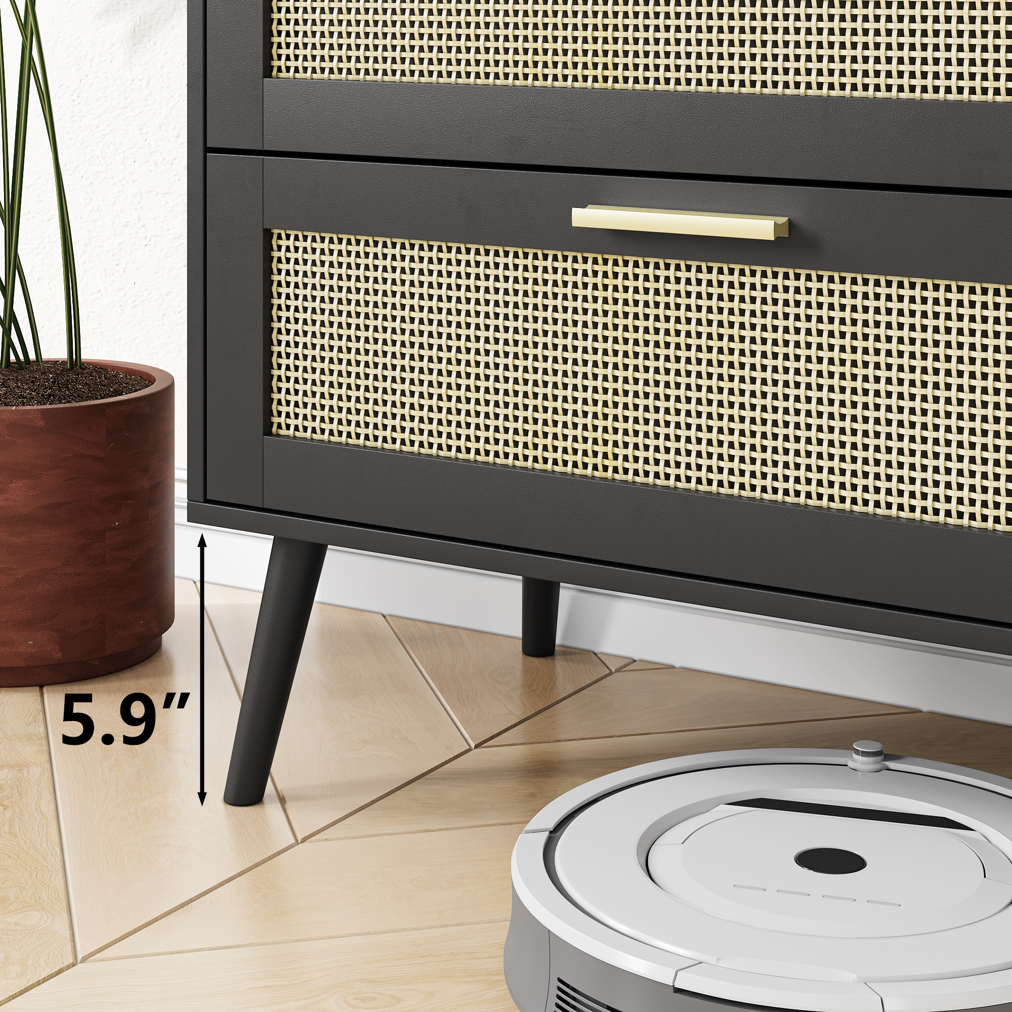 Rattan Dresser | 6-Drawer Chest for Bedroom