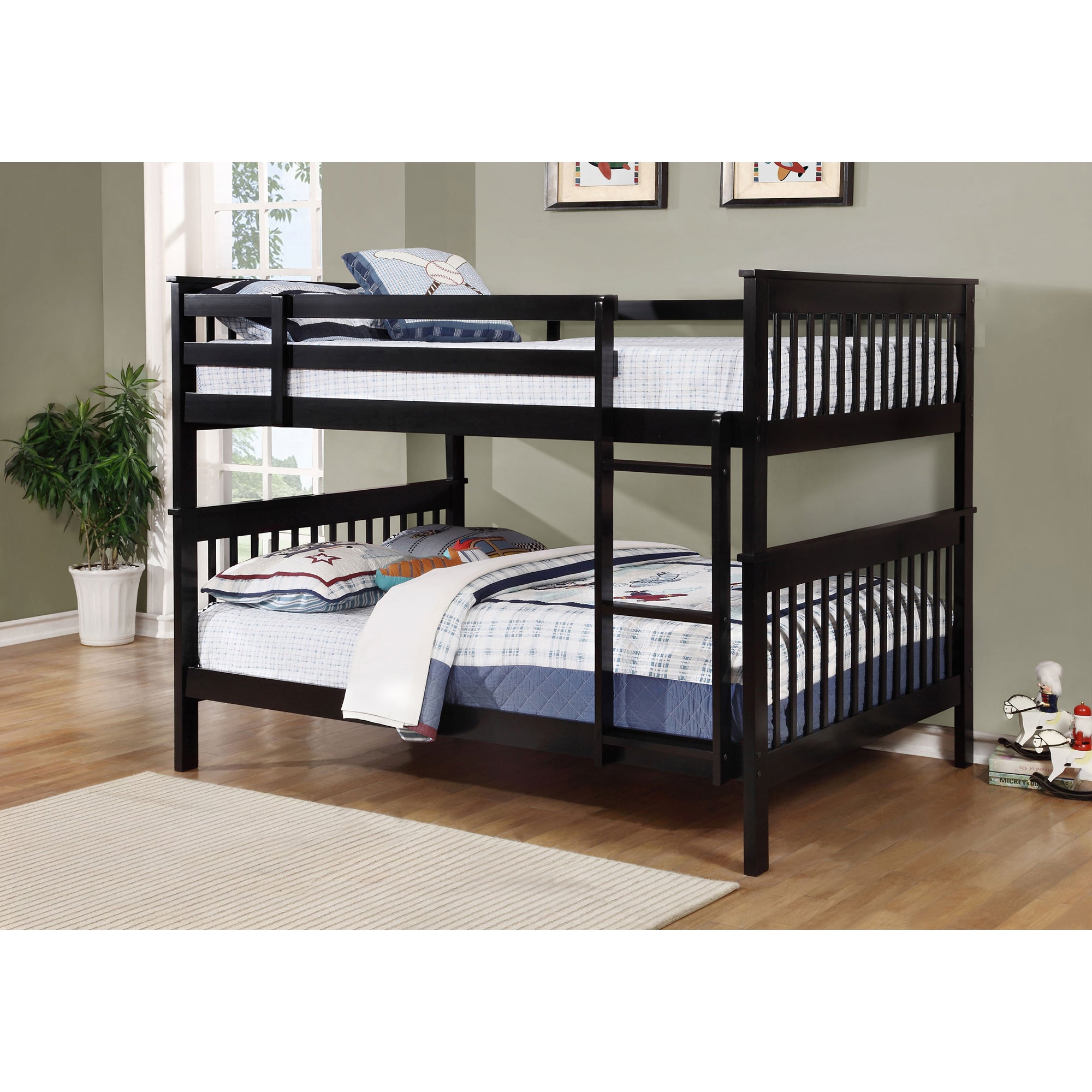 Severington Black Wood Full Over Full Headboard Bunk Bed