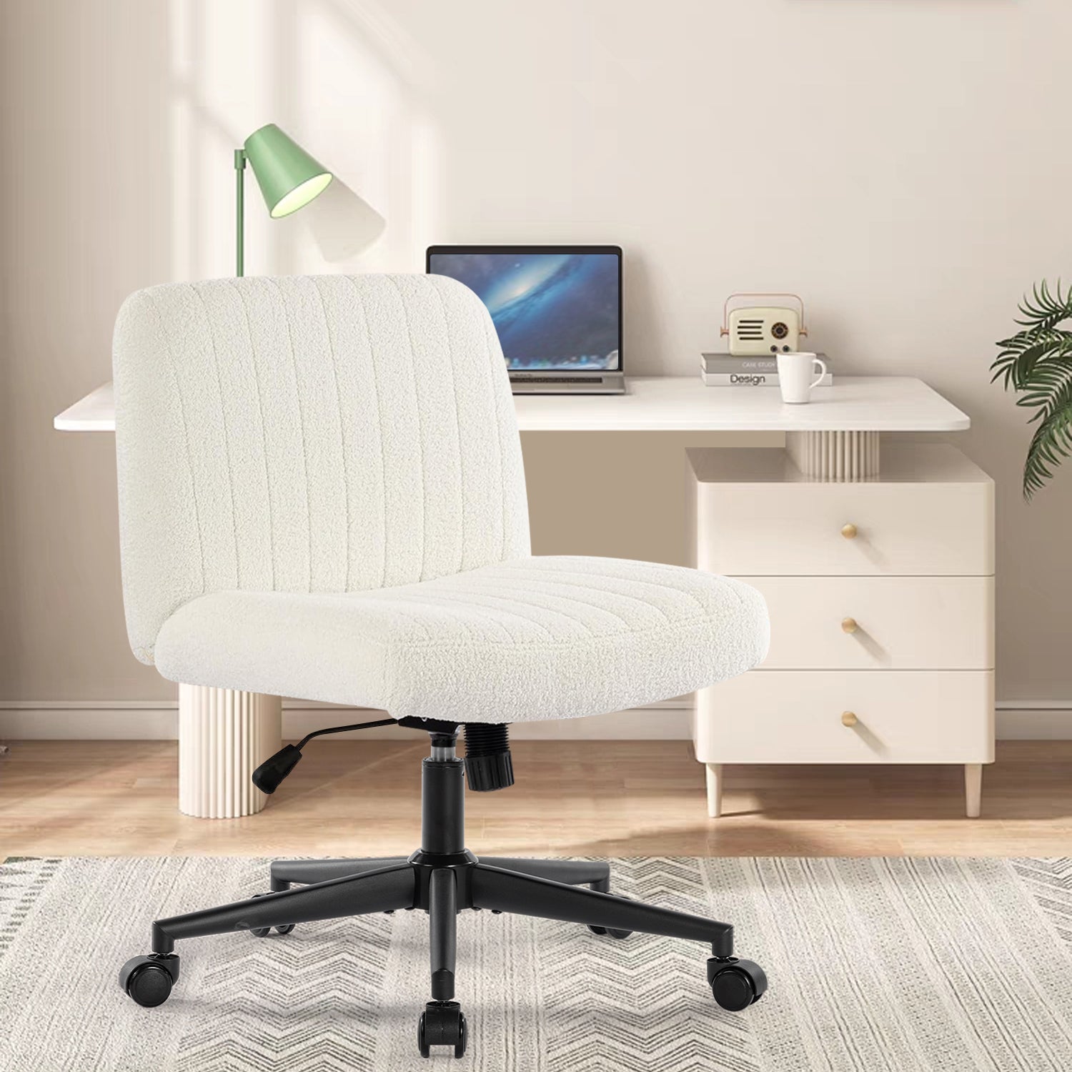 Wide & Comfy Armless Office Chair, 115° Rocking, Home & Office