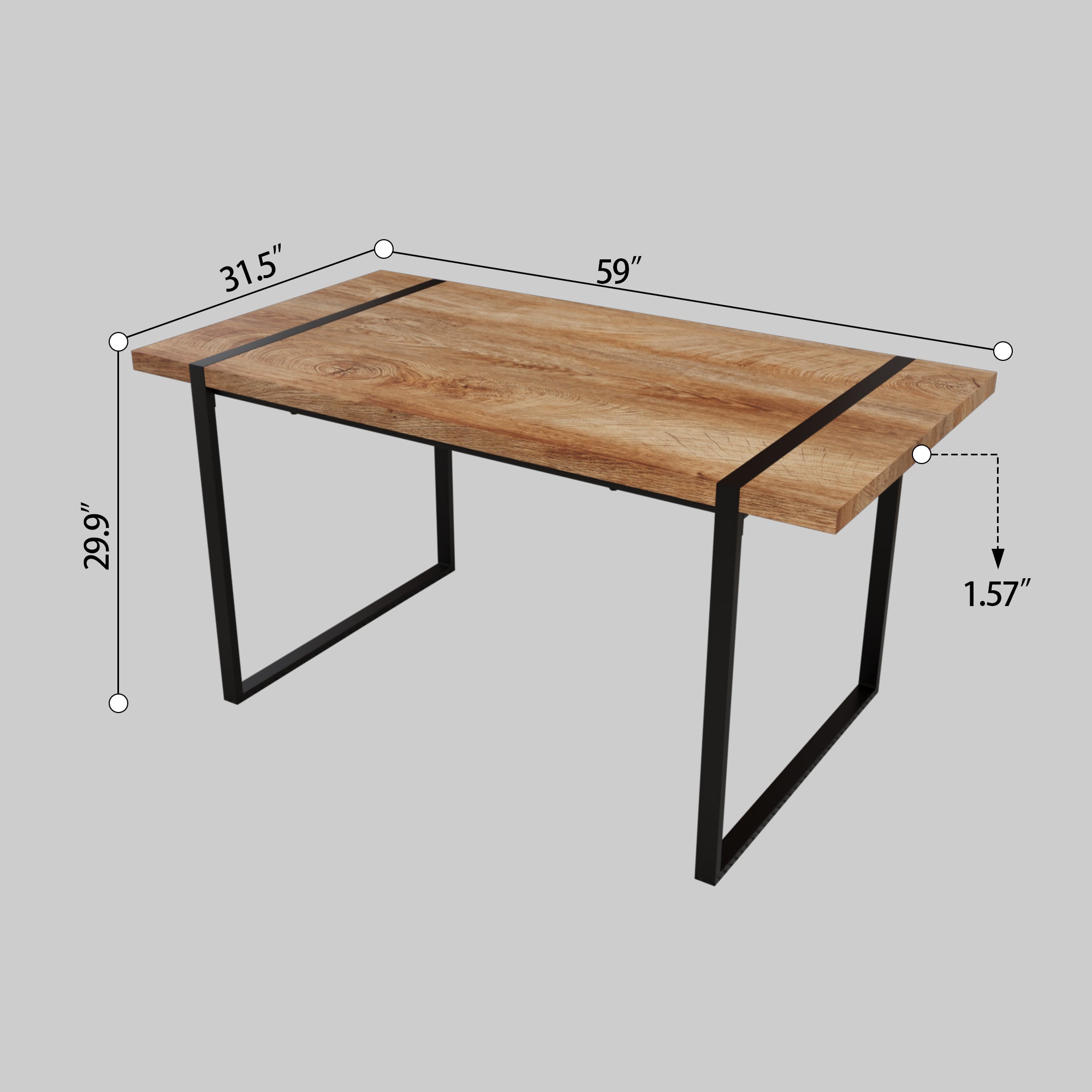 59" Rustic Industrial Dining Table Set for 6