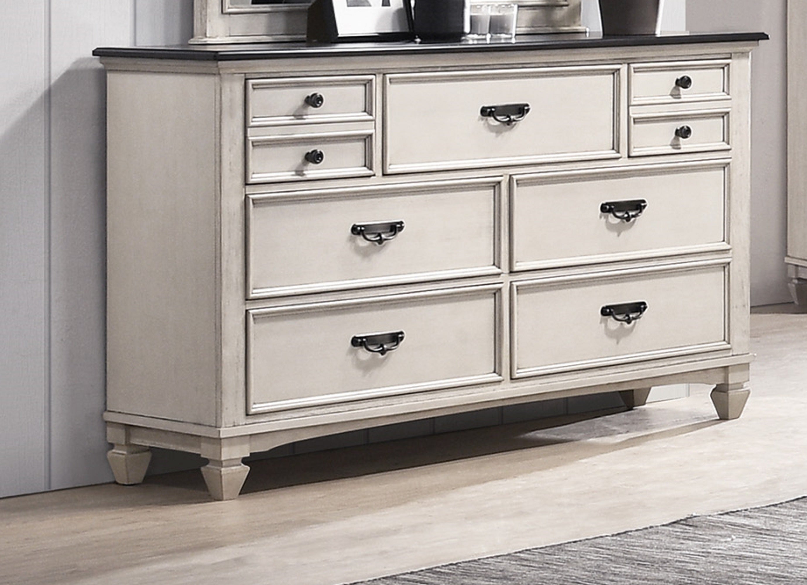 Farmhouse Two-Tone Dresser - Storage Drawers, Black Nickel