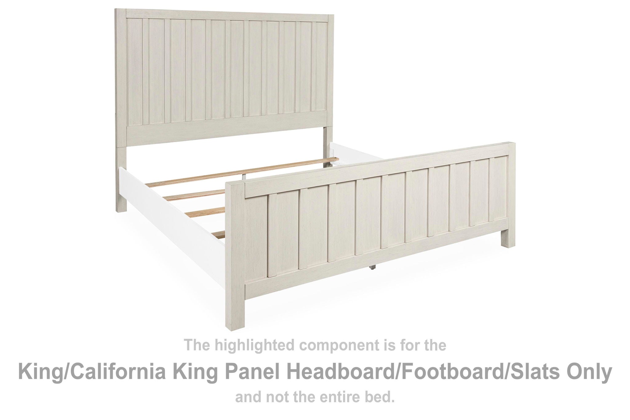 Antique white panel headboard and footboard with slats