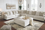 Parchment fabric accent ottoman with wide seat and dark legs