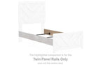 Twin panel bed rails, whitewash finish, two side panels with inset detail