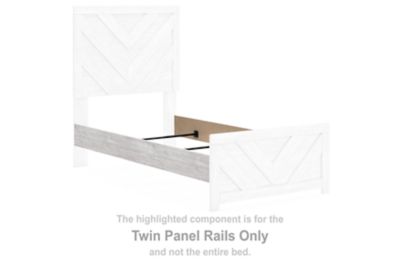 Twin panel bed rails, whitewash finish, two side panels with inset detail