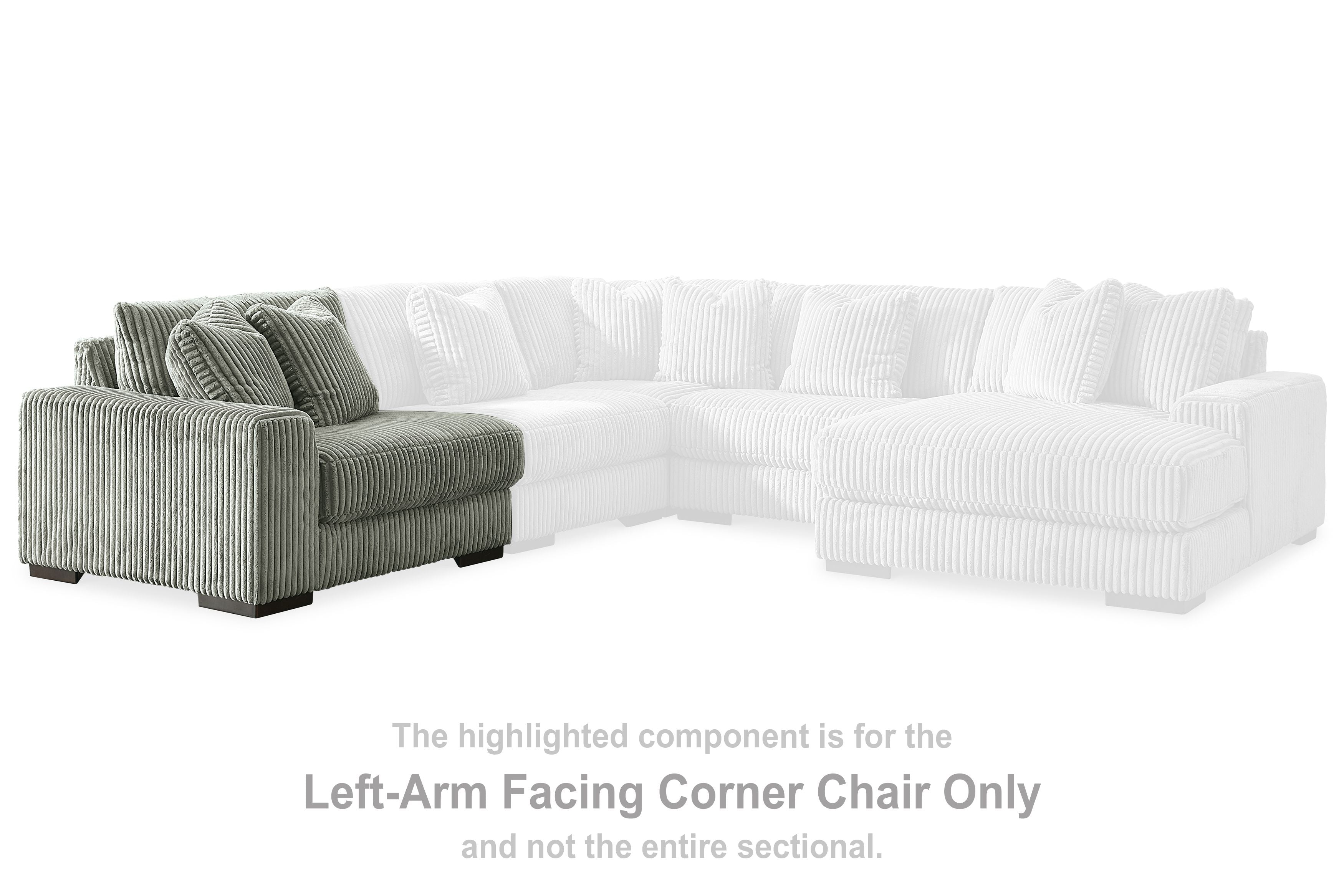 Fog gray sectional corner chair with left-arm facing design and plush cushions