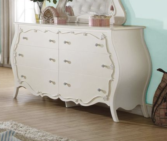 Edalene Pearl White Dresser: Elegant & Modern Bedroom Storage