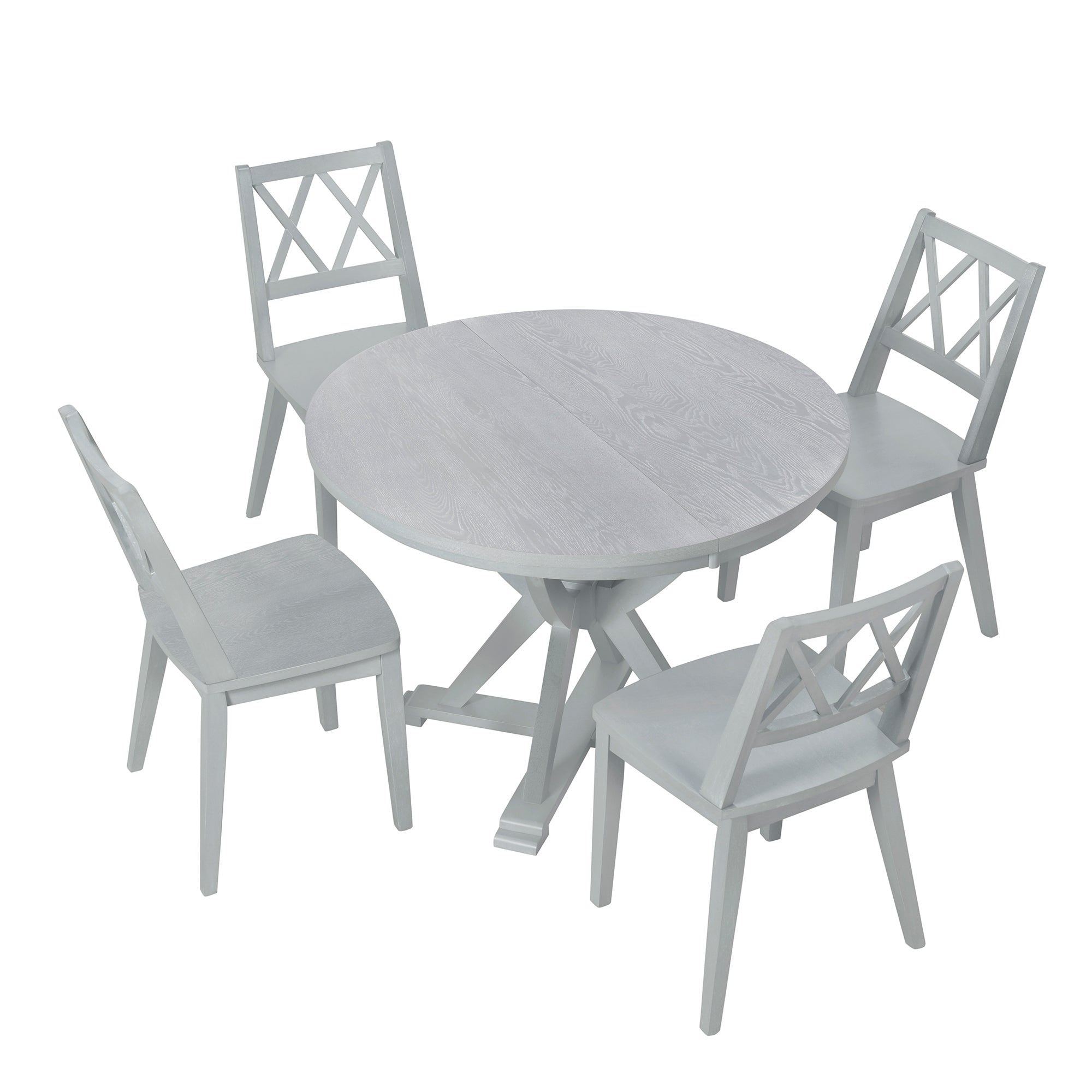 Mid-Century 5-Pc. Dining Set w/Leaf, Grey