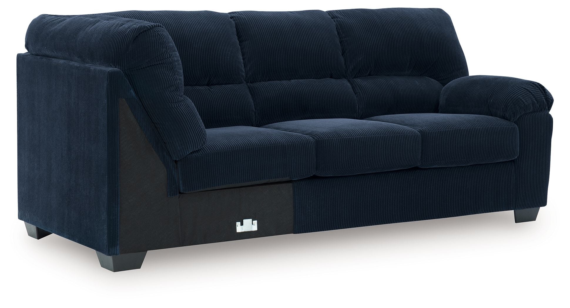 SimpleJoy navy upholstered sofa with corner wedge, tufted back cushions and wide arms