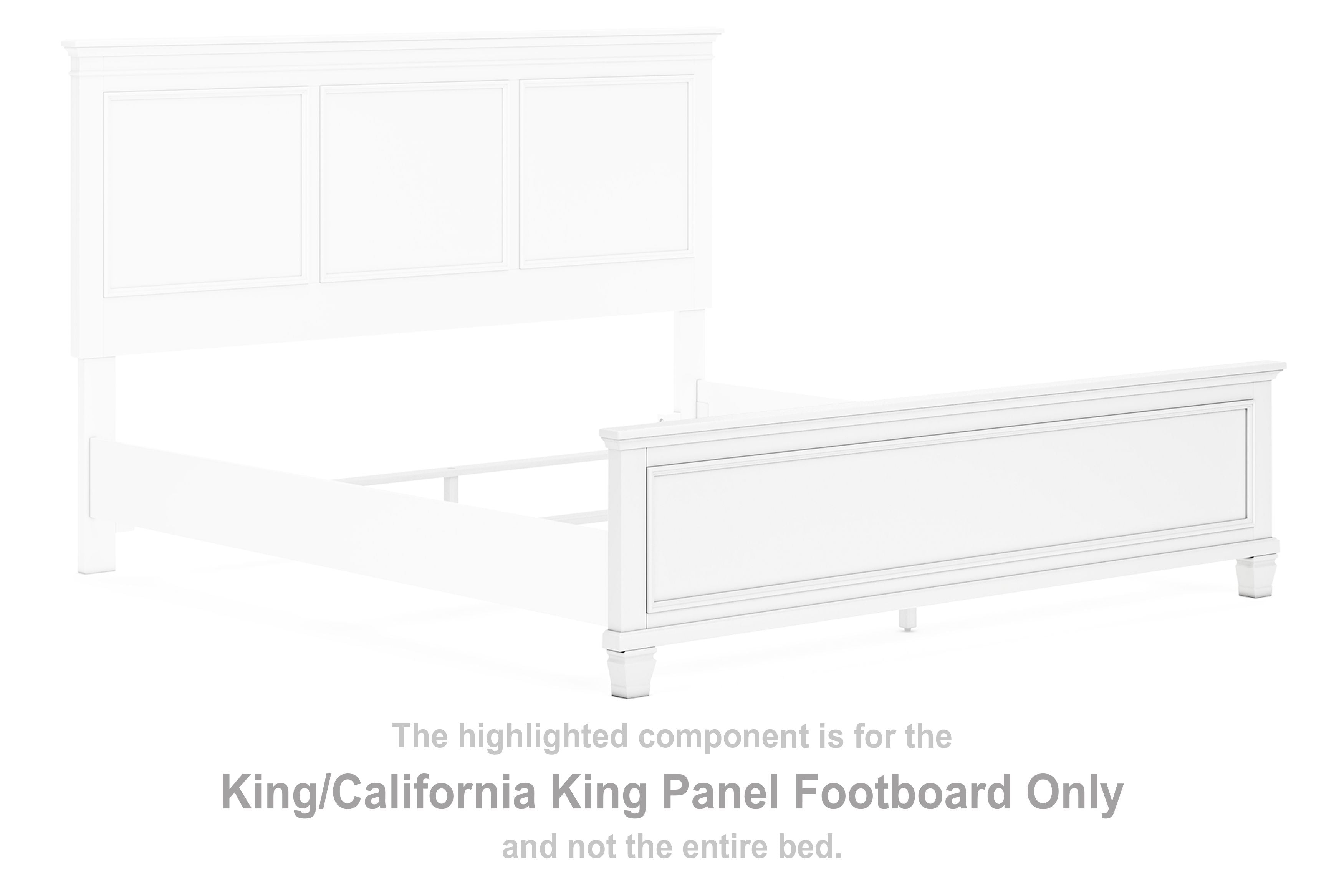 White panel footboard with side rails and decorative inset panels