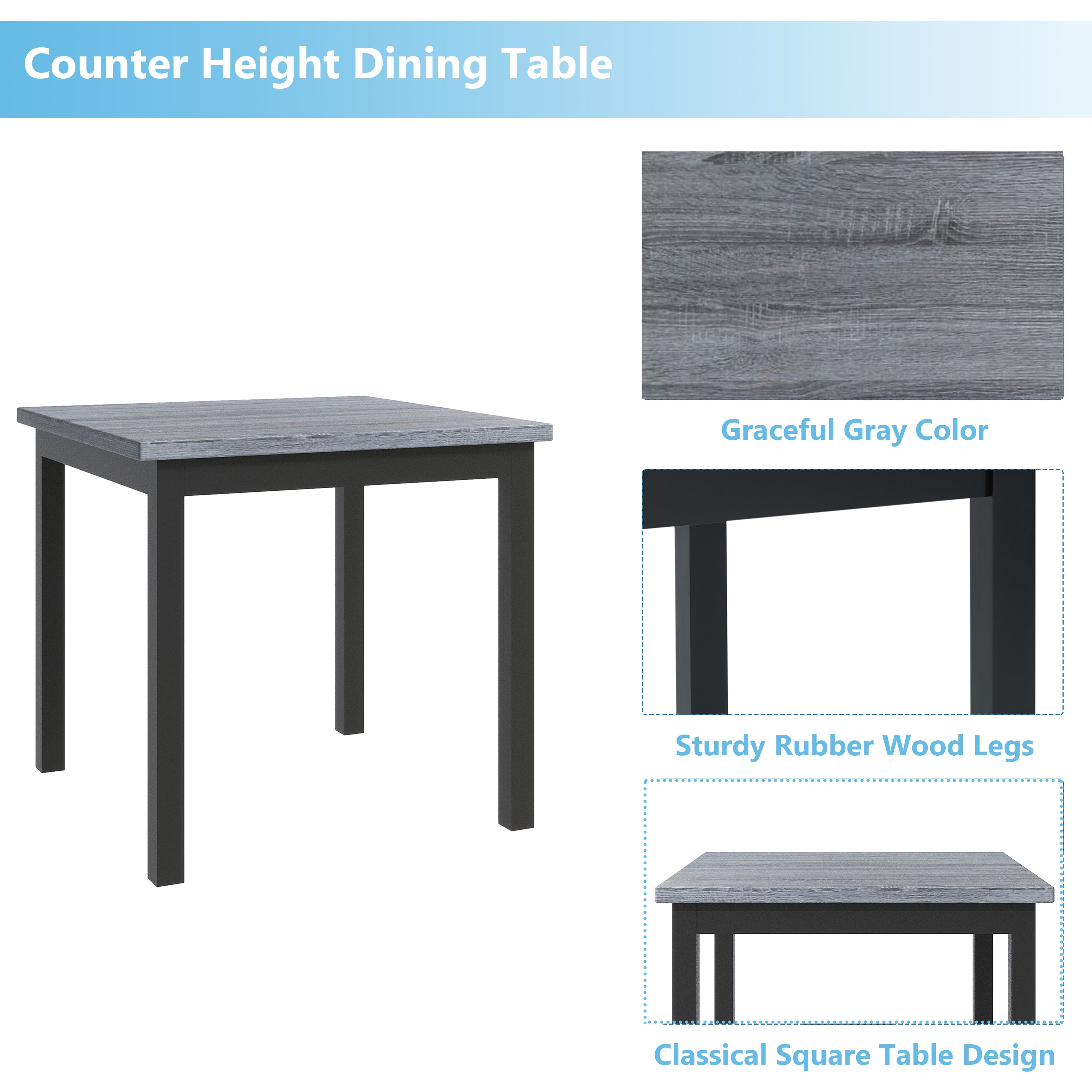 5-Piece Counter Height Dining Set, Black