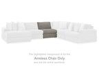 Armless chair component in ash-gray fabric within a white sectional layout