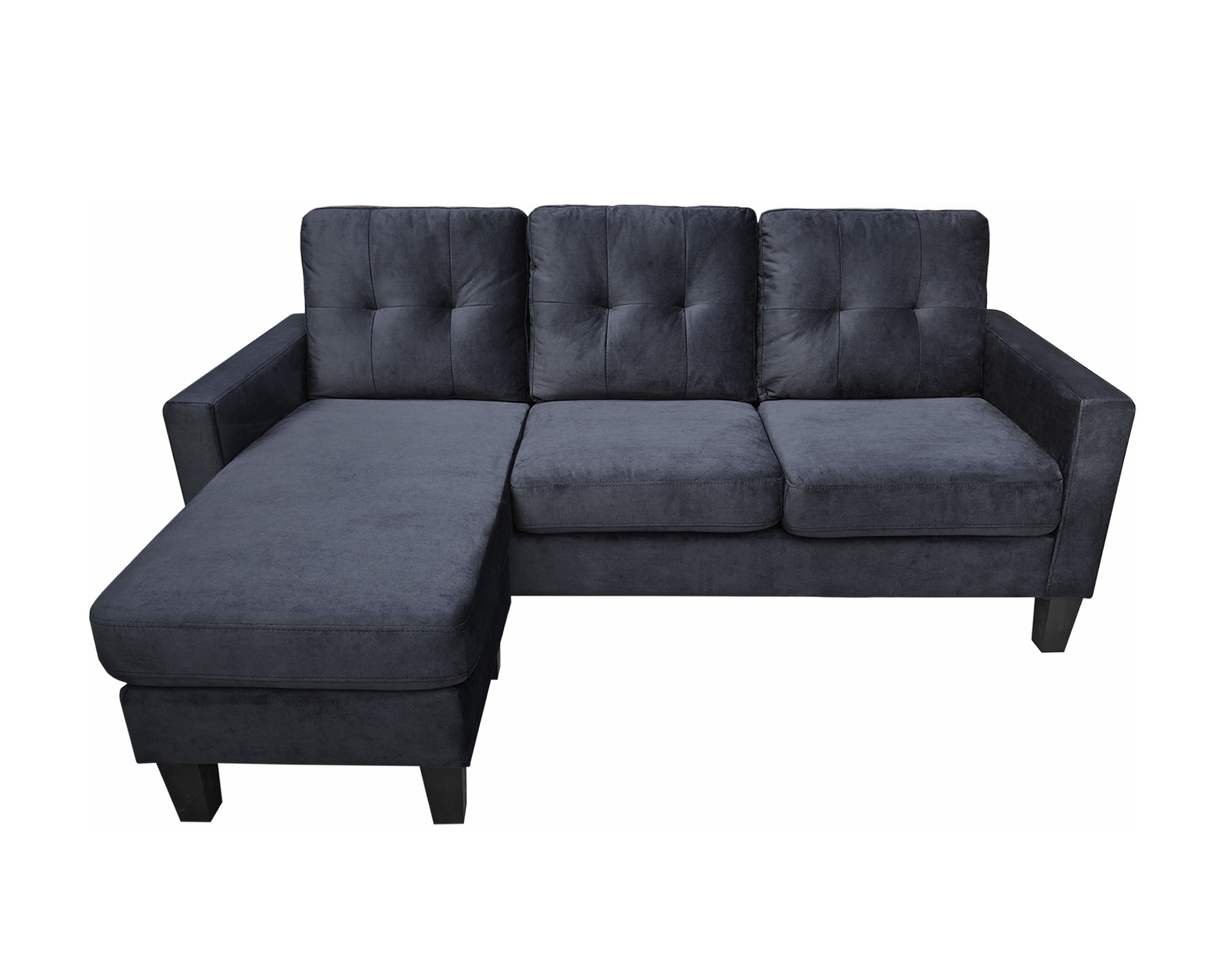 Everett - Velvet Reversible Sectional Sofa Chaise