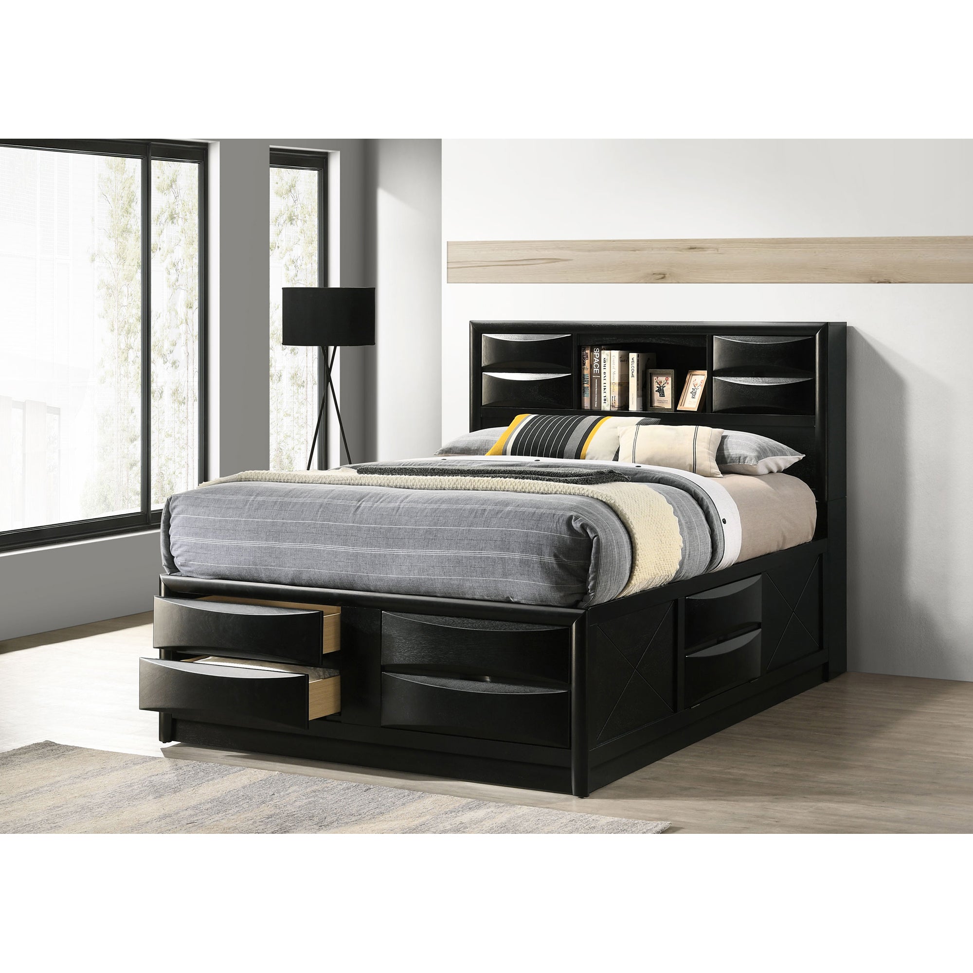 Jazz Black Queen Storage Bed: Modern Design & Functional Elegance