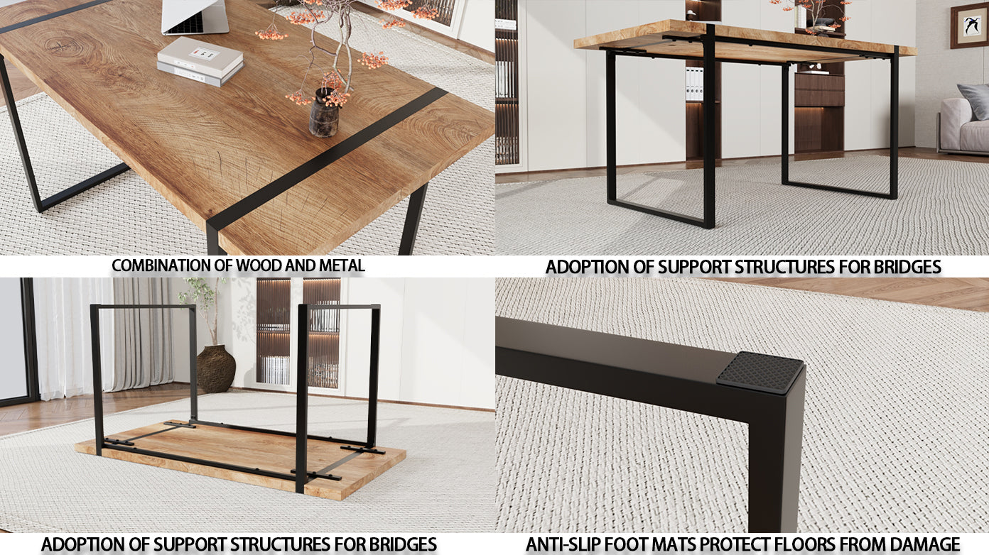59" Rustic Industrial Dining Table & 6 Chairs Set