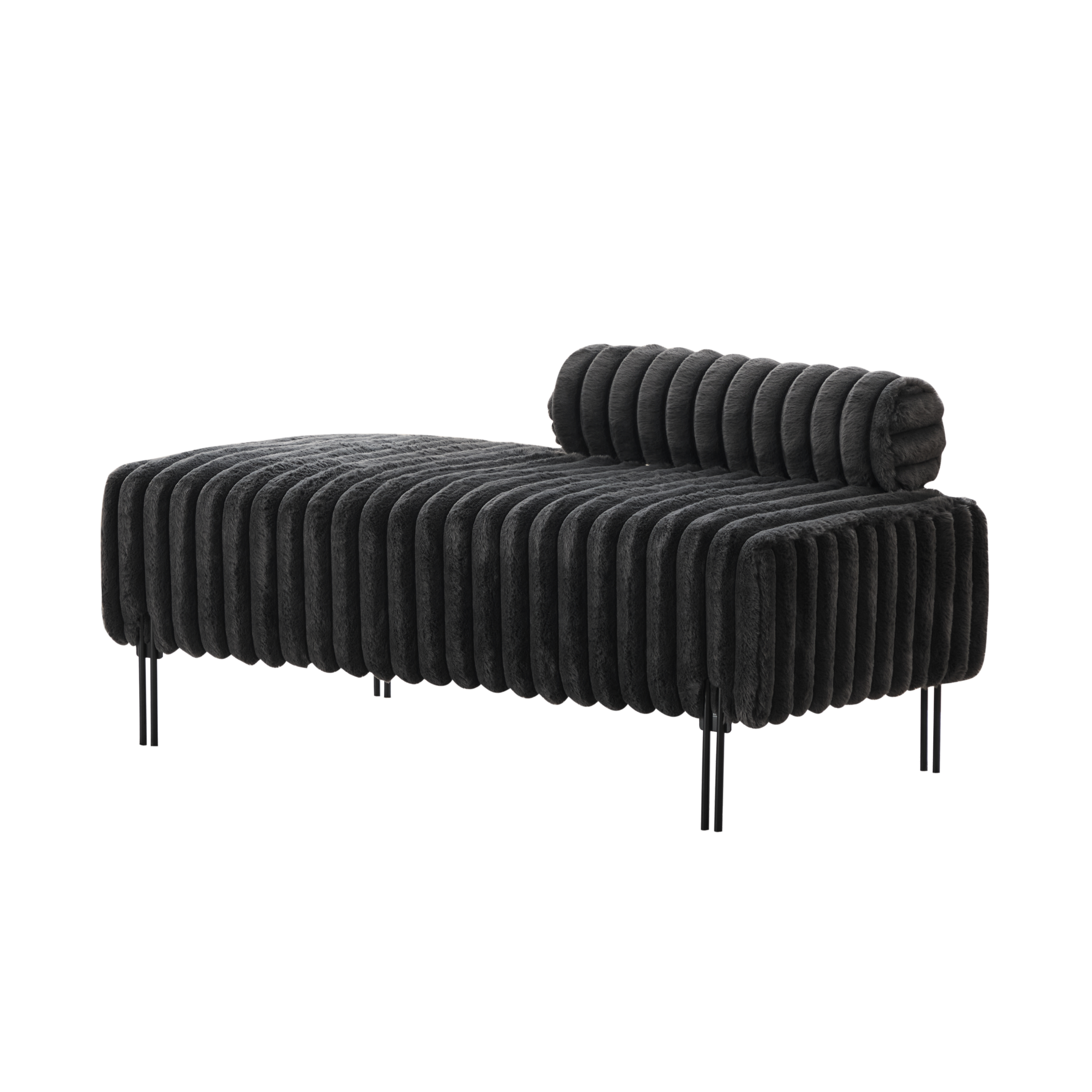 Charcoal Mini Loveseat w/Metal Legs & Adj. Back for Small Spaces