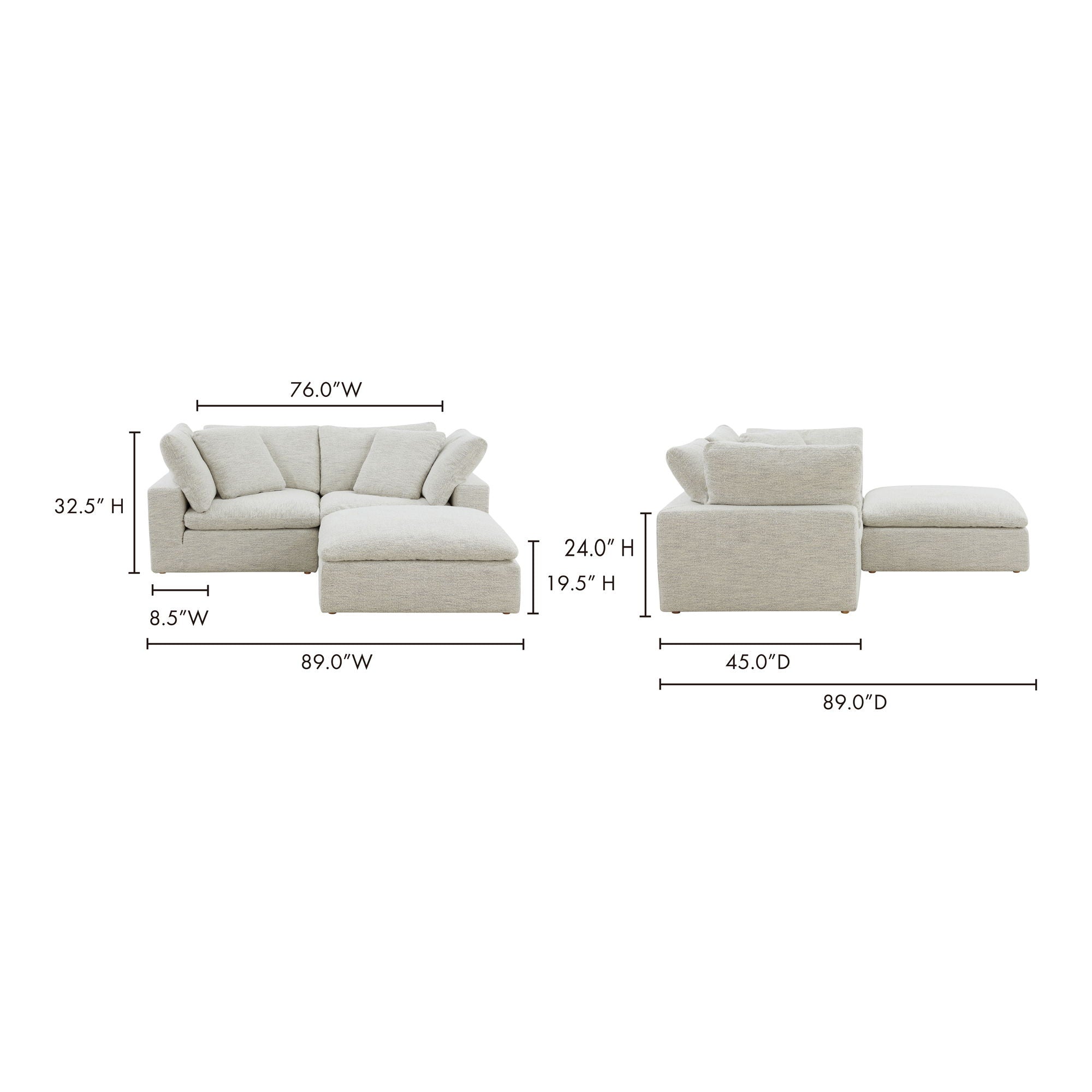Clay Beige Nook Sectional - 3-Piece Modular-Stationary Sectionals-American Furniture Outlet