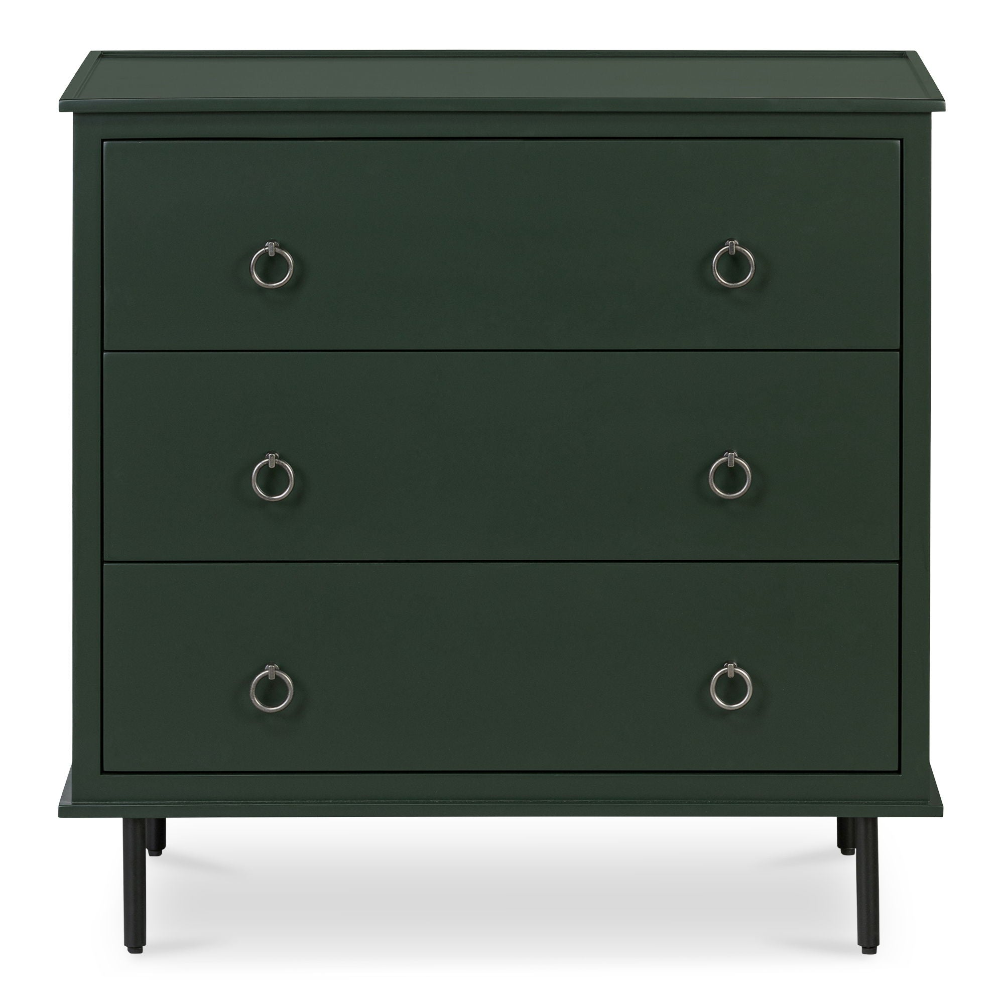 Reagan - 3 Drawer Nightstand - Deep Green