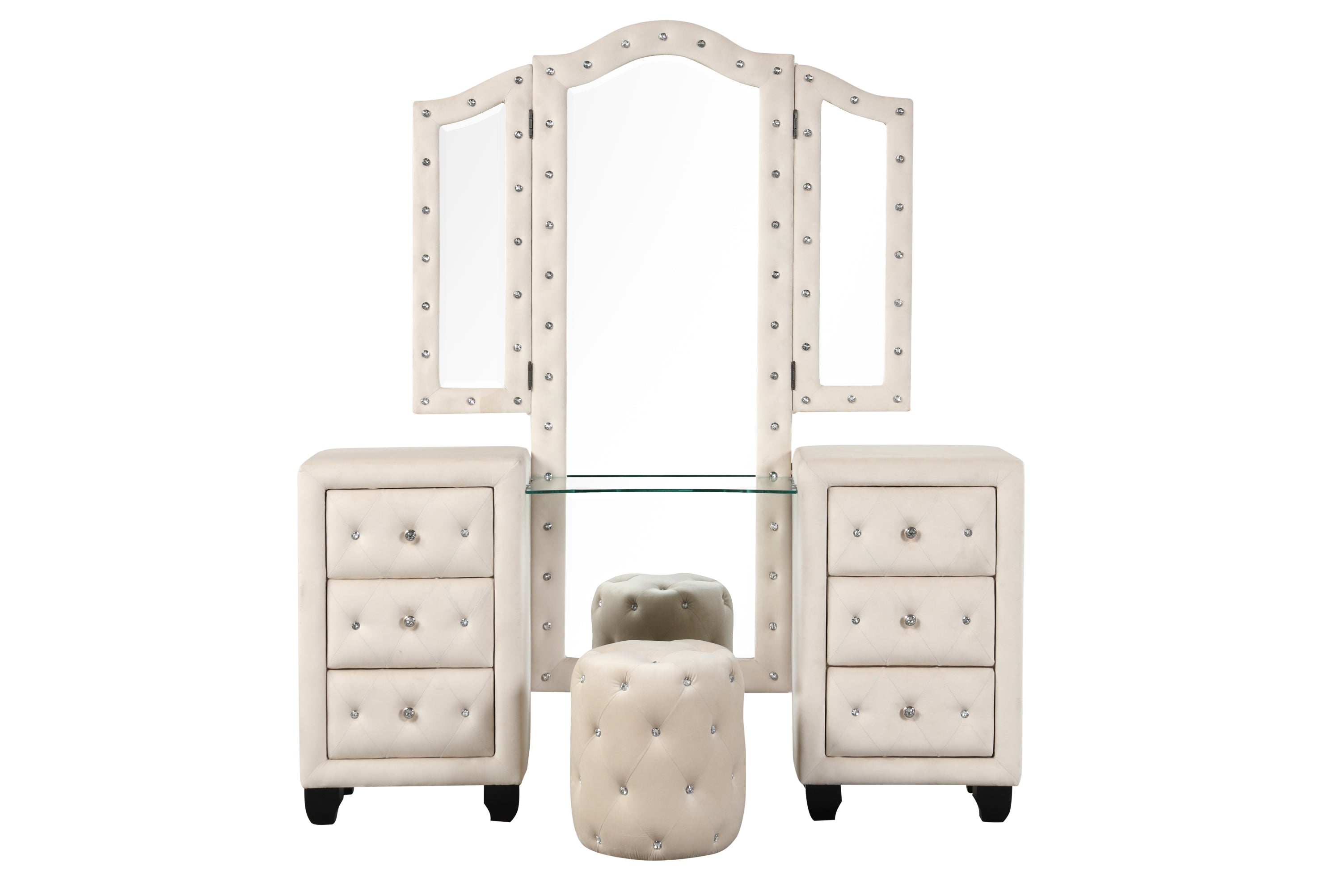 Luxury 4-Poster King Bedroom Set - Cream