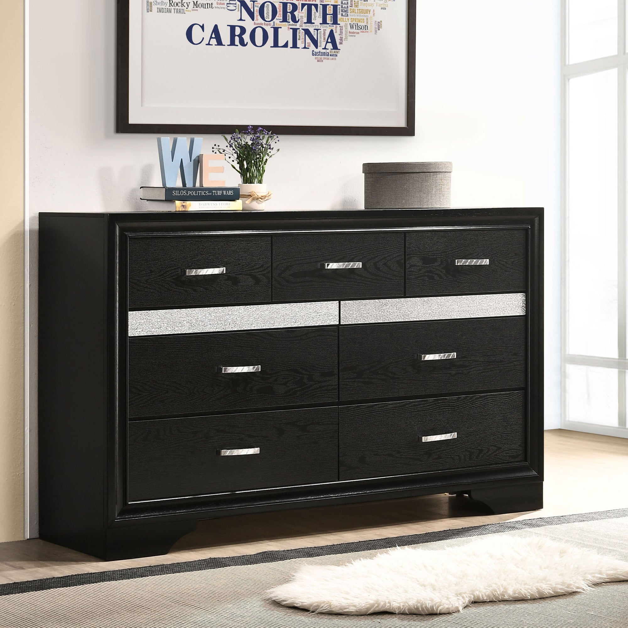 Annie Black 9-Drawer Dresser: Elegant Bedroom Storage
