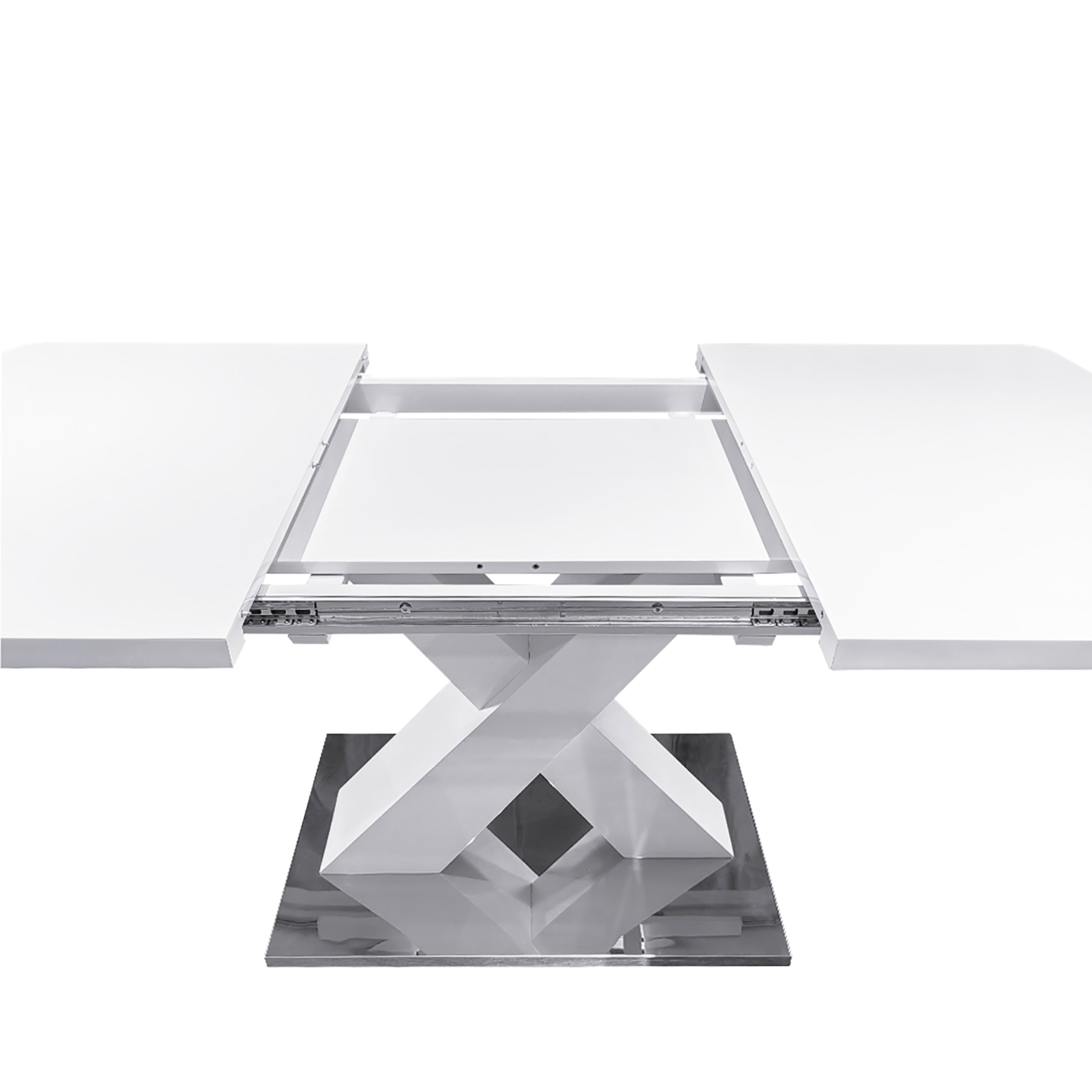 Modern White Square Dining Table - Stretchable
