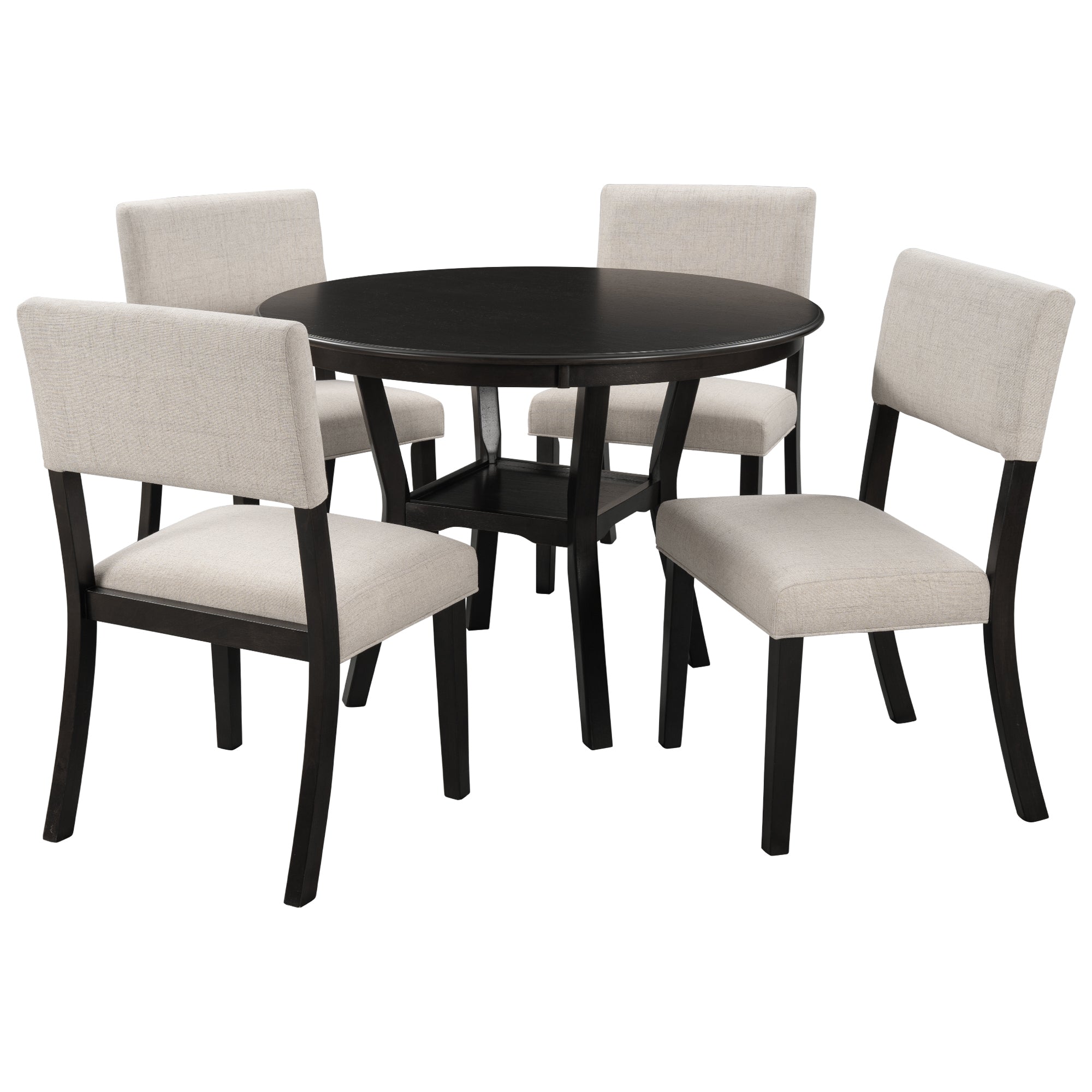 5-Pc Dining Set w/ Round Table & Chairs (Espresso)