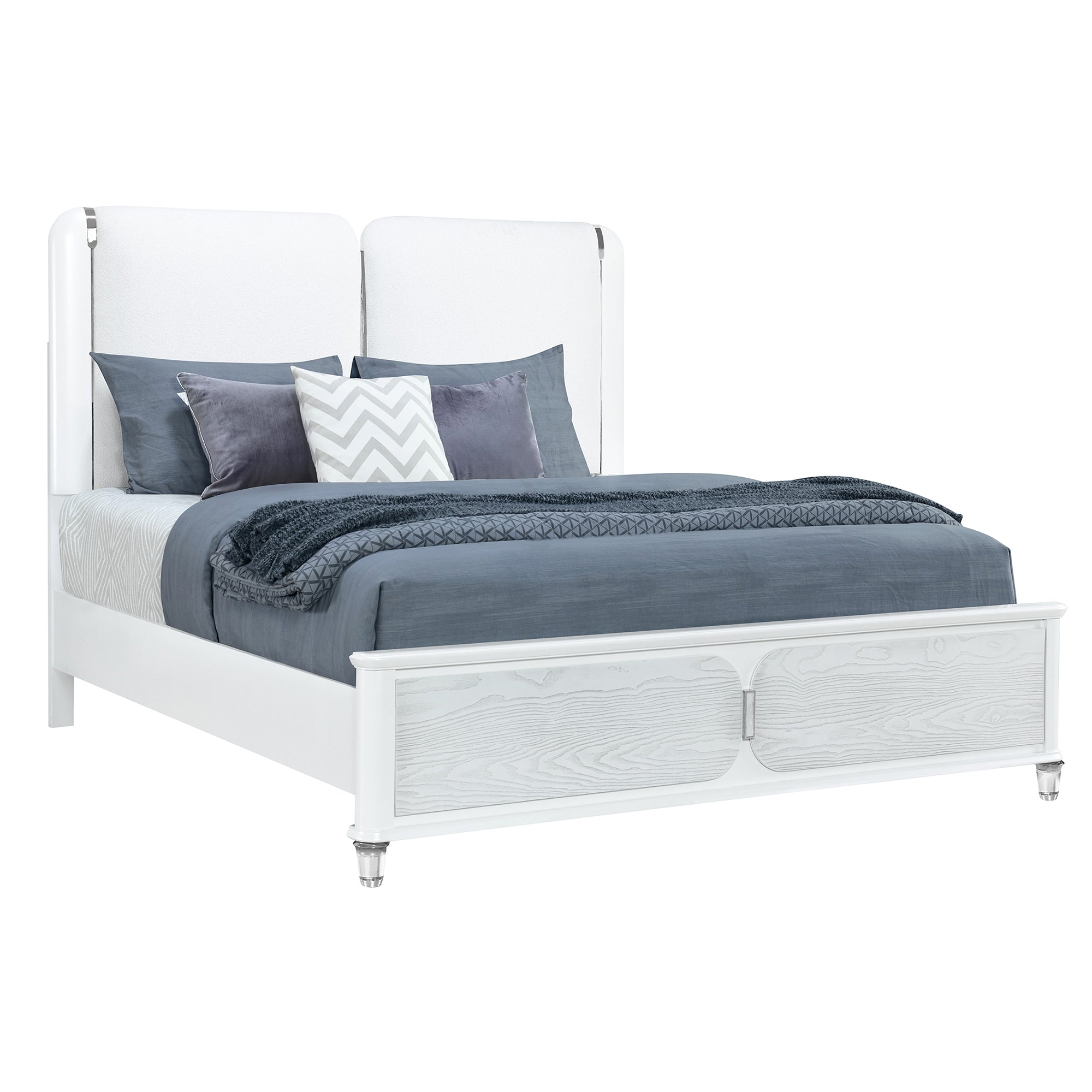 Brenda Contemporary King Bed, LED Lighting, Grey Wood Finish