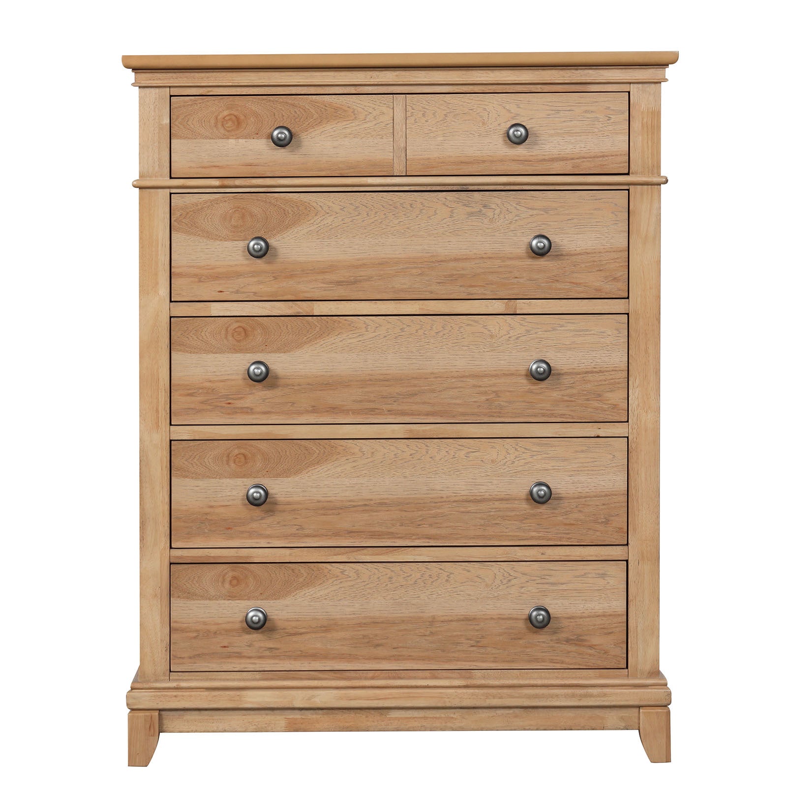 Farmhouse Style 6-Drawer Chest Natural Oak Finish