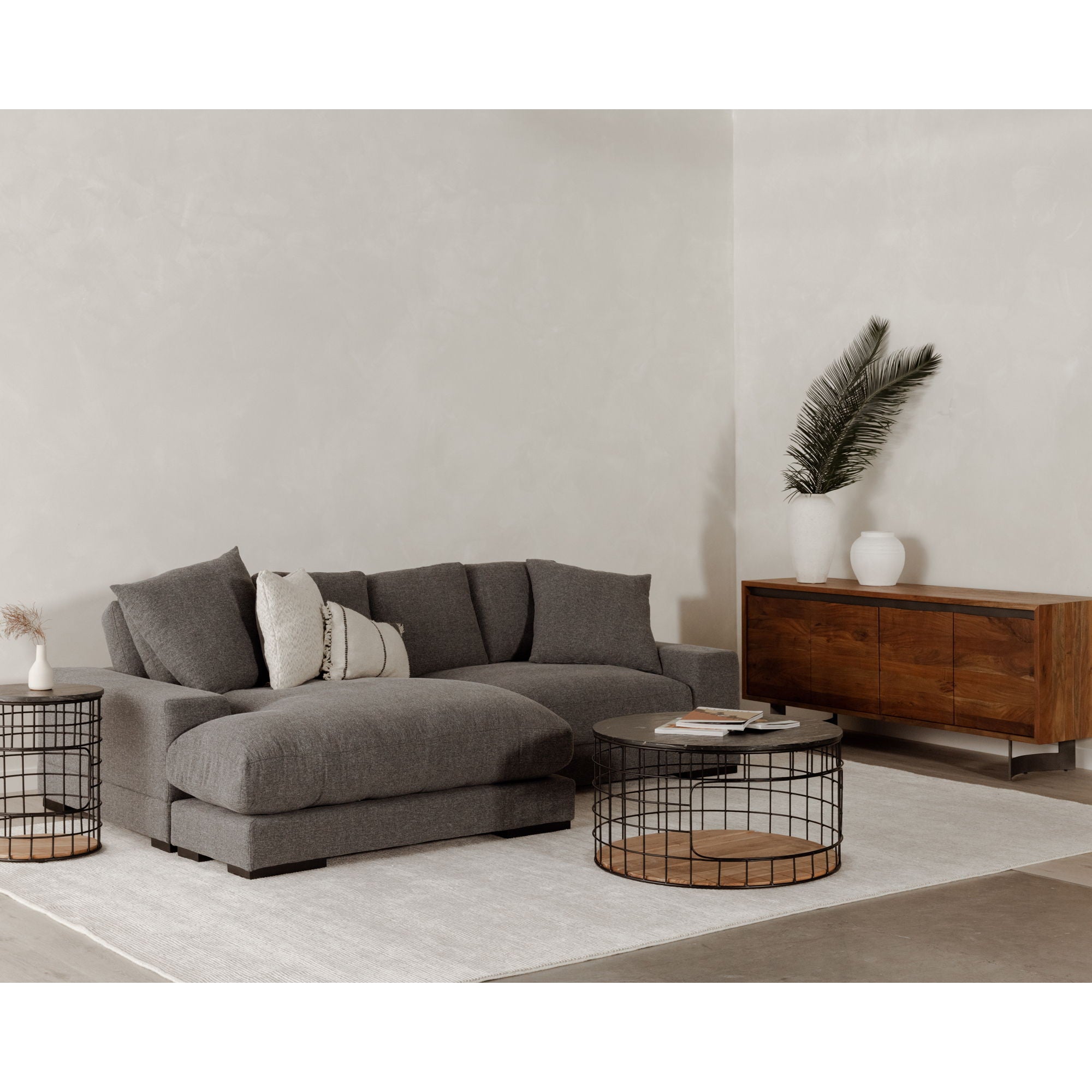 Plunge Grey Sectional - Plush Cushions-Stationary Sectionals-American Furniture Outlet