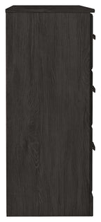 Charcoal dresser side panel with attached hardware brackets