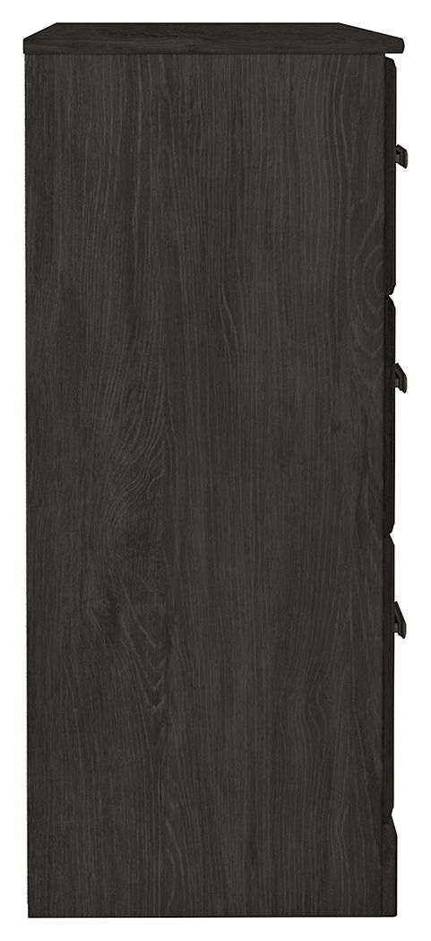 Charcoal dresser side panel with attached hardware brackets