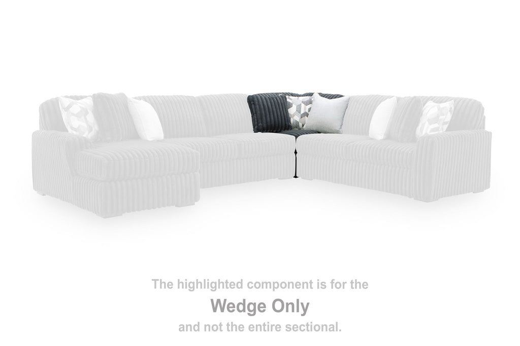 White corduroy-style wedge sofa section with fitted seat and back cushions