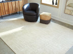 Light brown area rug with embossed geometric lines