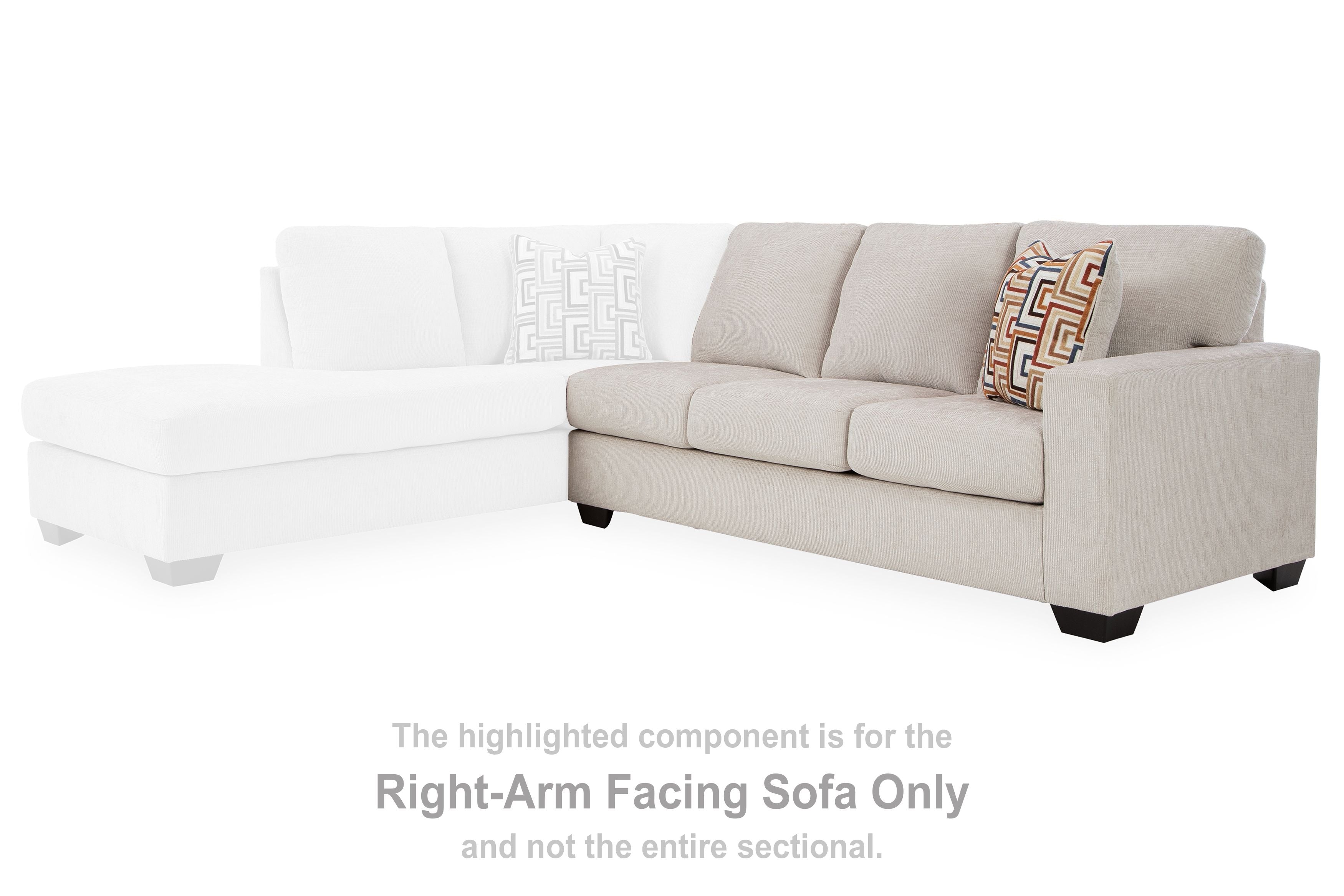 Light beige sectional sofa with chaise and right-arm facing sofa section
