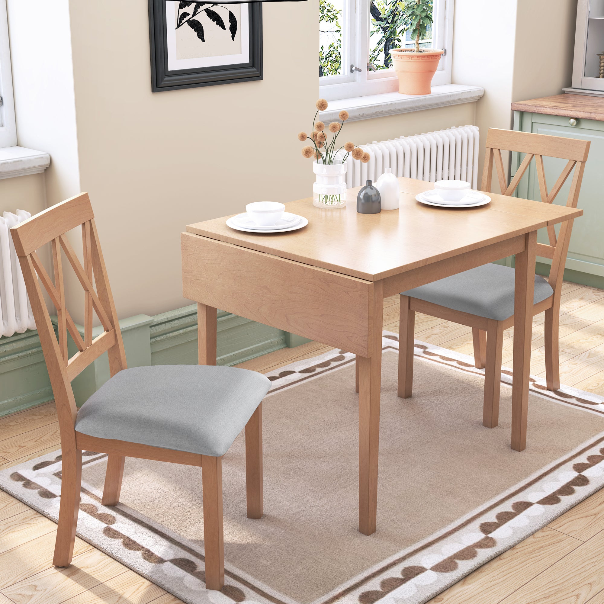 3 Piece Drop Leaf Kitchen Dining Set