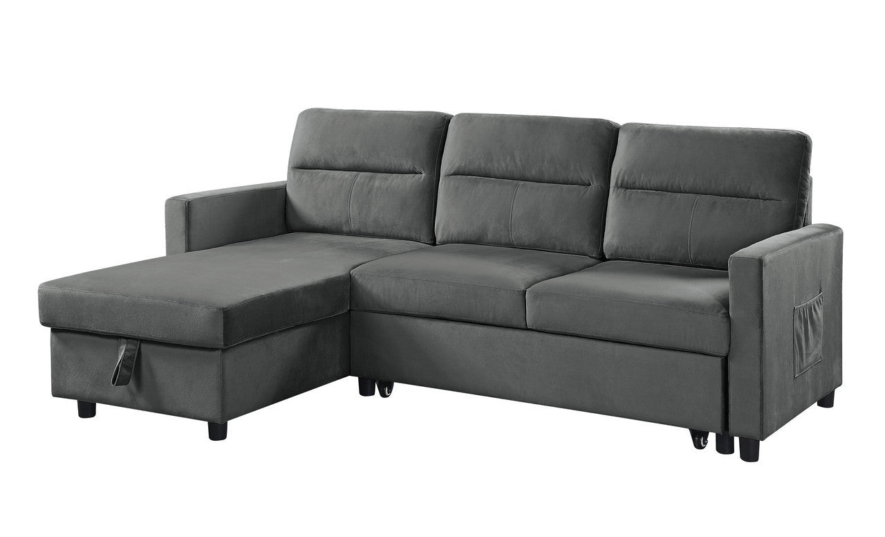 gray velvet sleeper sectional sofa