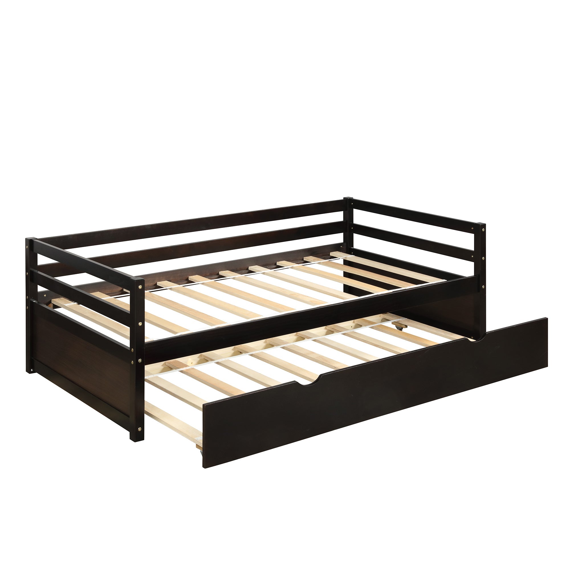 Daybed with Trundle Frame Set | Twin Size | Espresso Finish | Space-Saving Solution