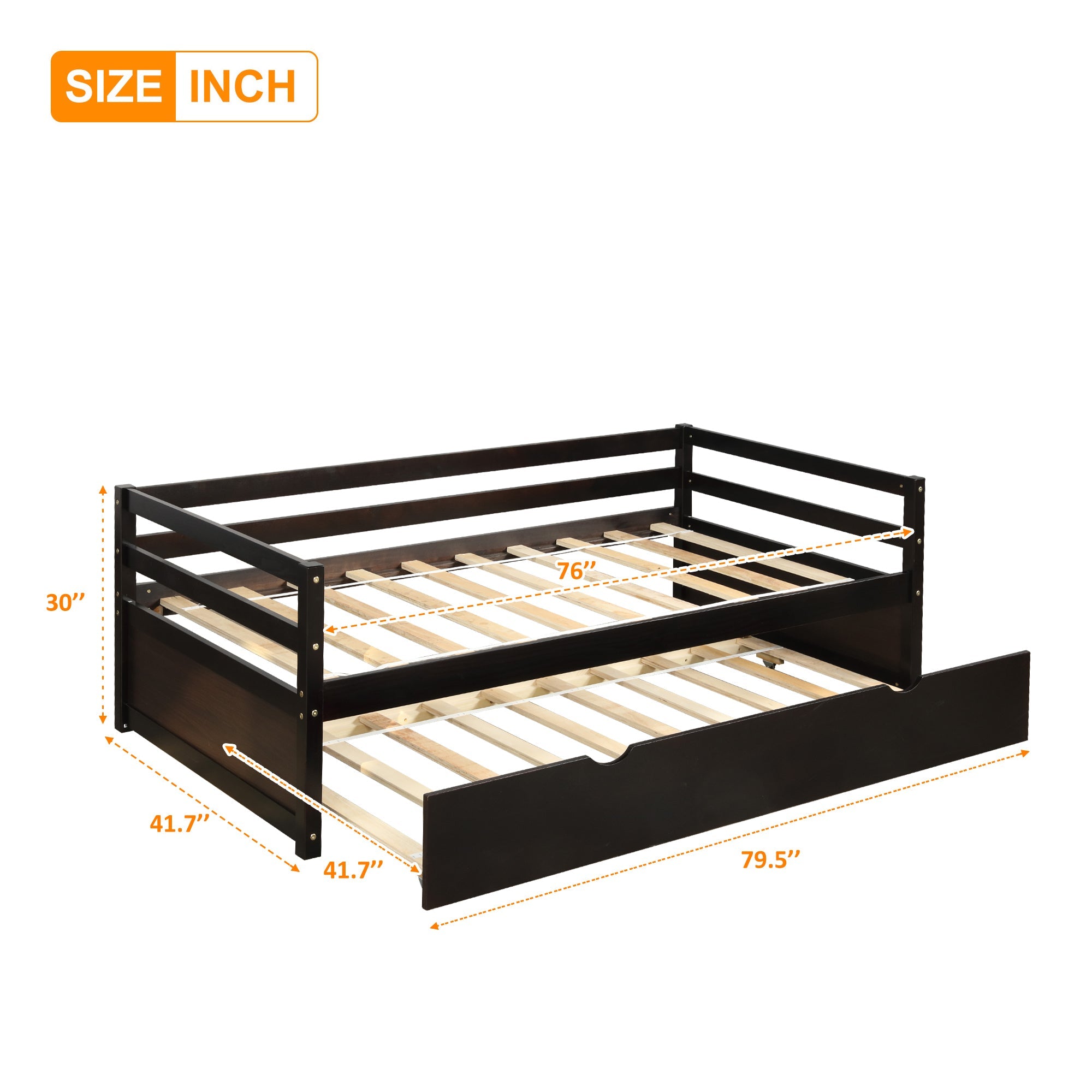 Daybed with Trundle Frame Set | Twin Size | Espresso Finish | Space-Saving Solution