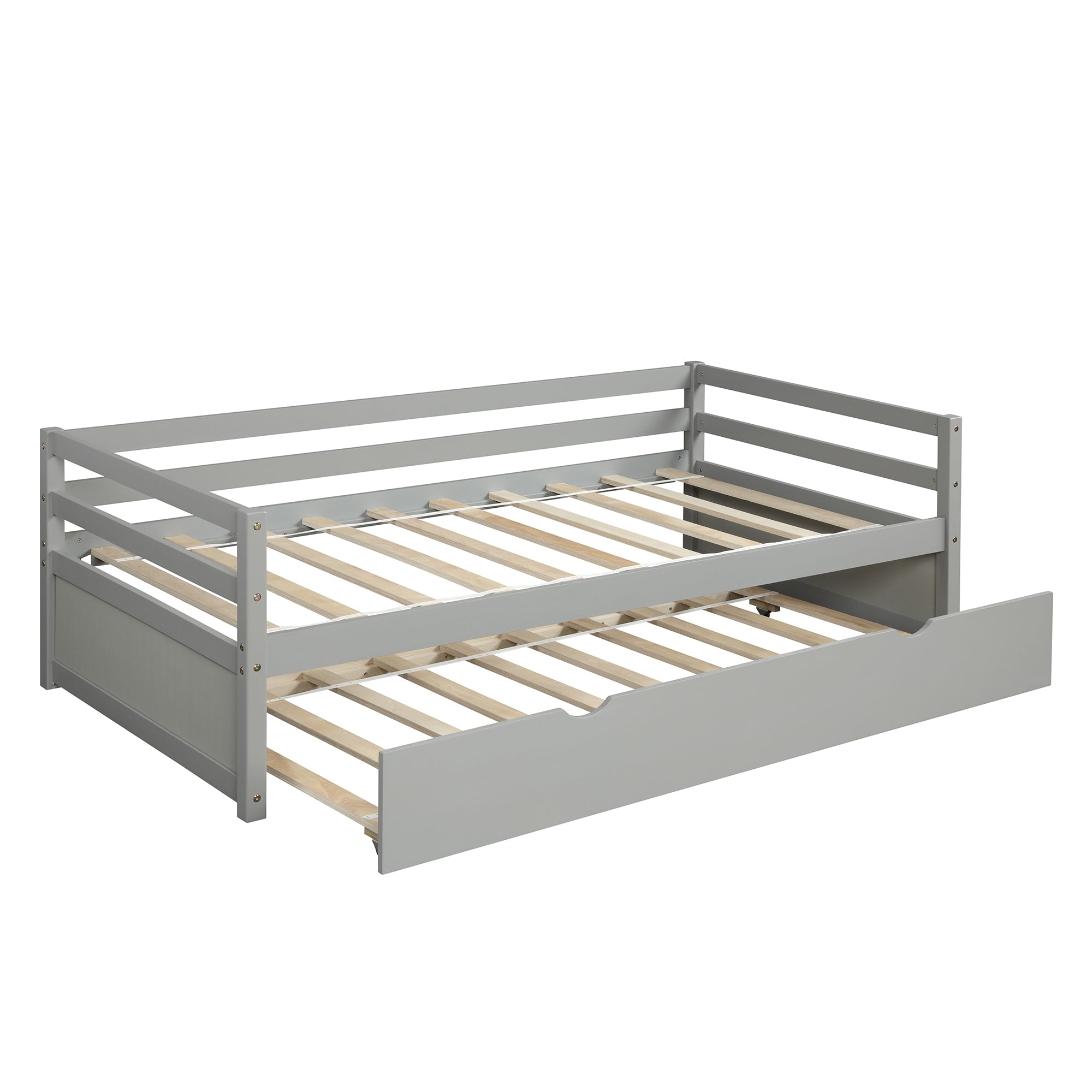 Daybed with Trundle Frame Set | Twin Size | Gray | Space-Saving Solution