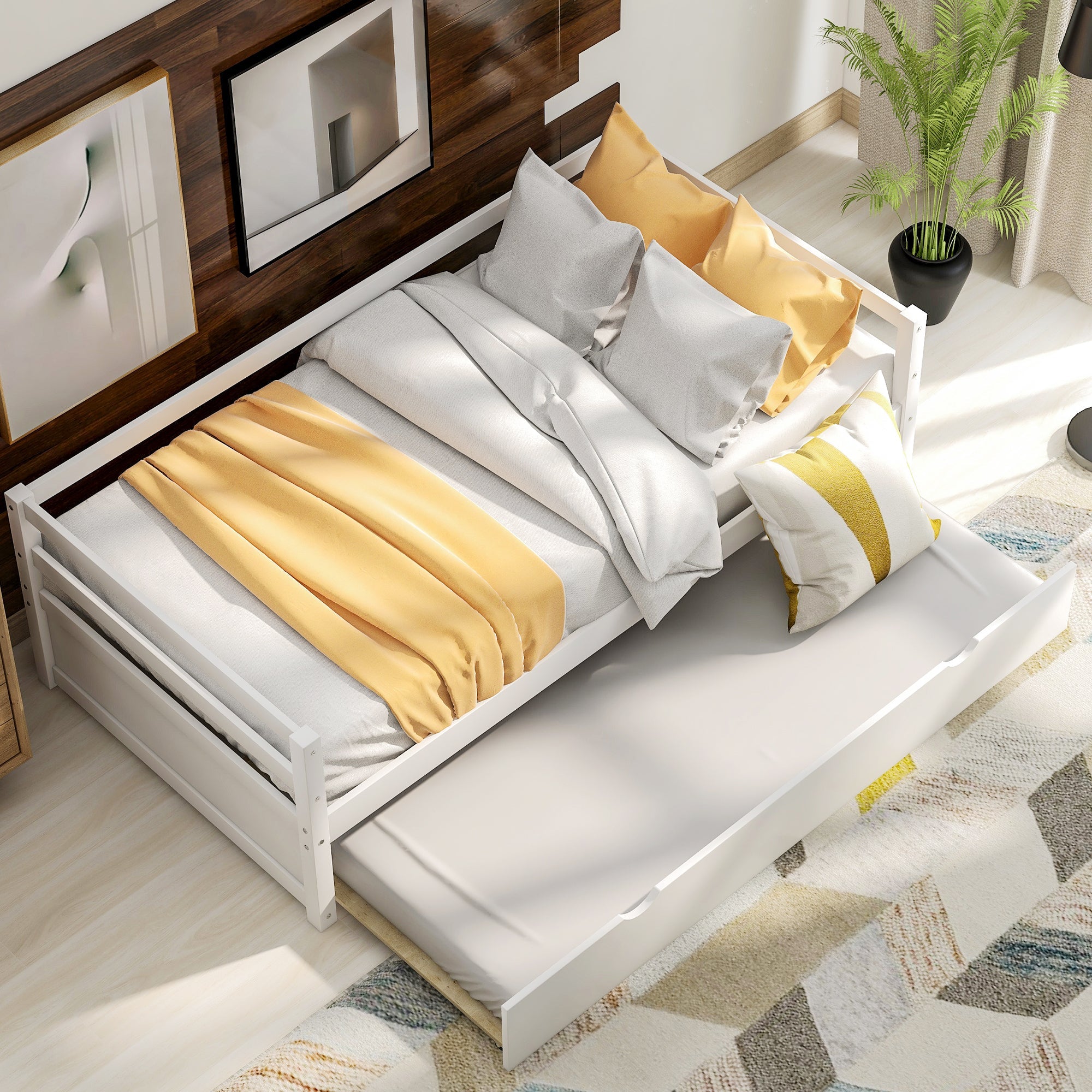 Daybed with Trundle Frame Set | Twin Size | White | Space-Saving Solution