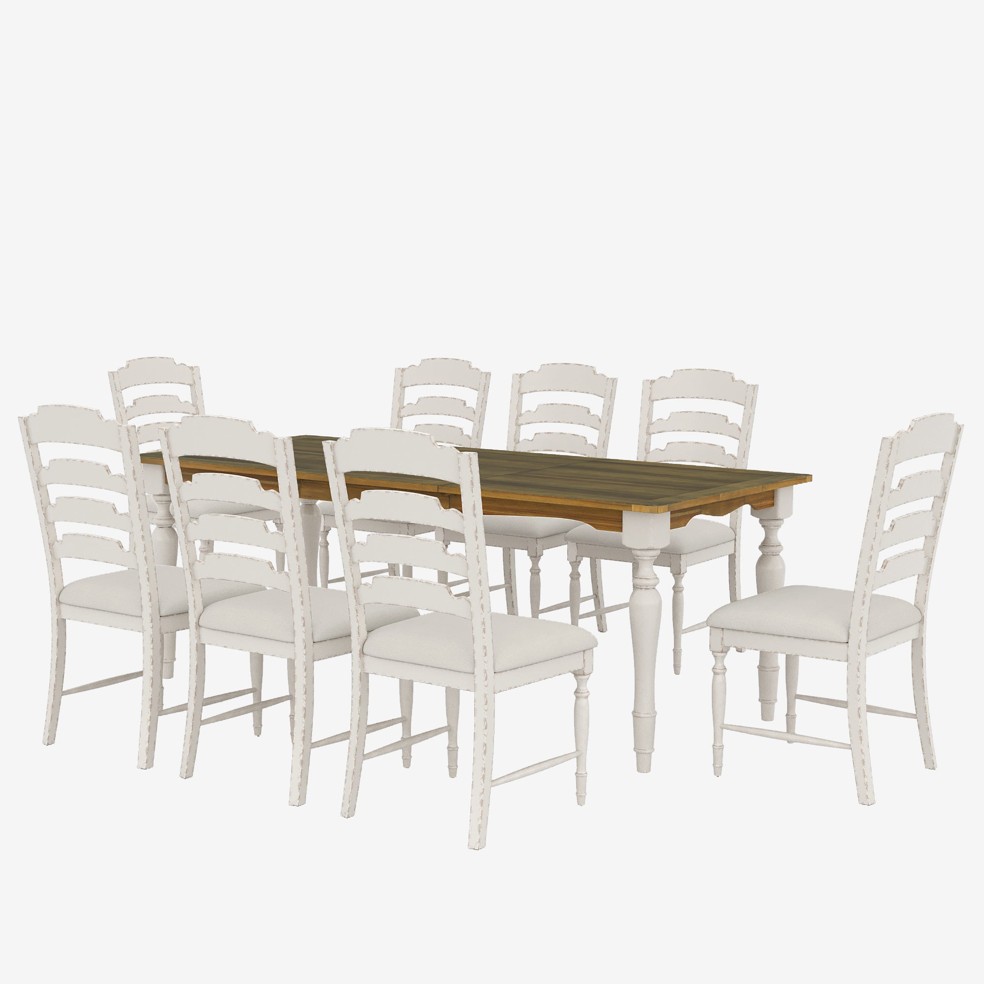 9-Pc. Extendable Dining Set, Brown/Cream