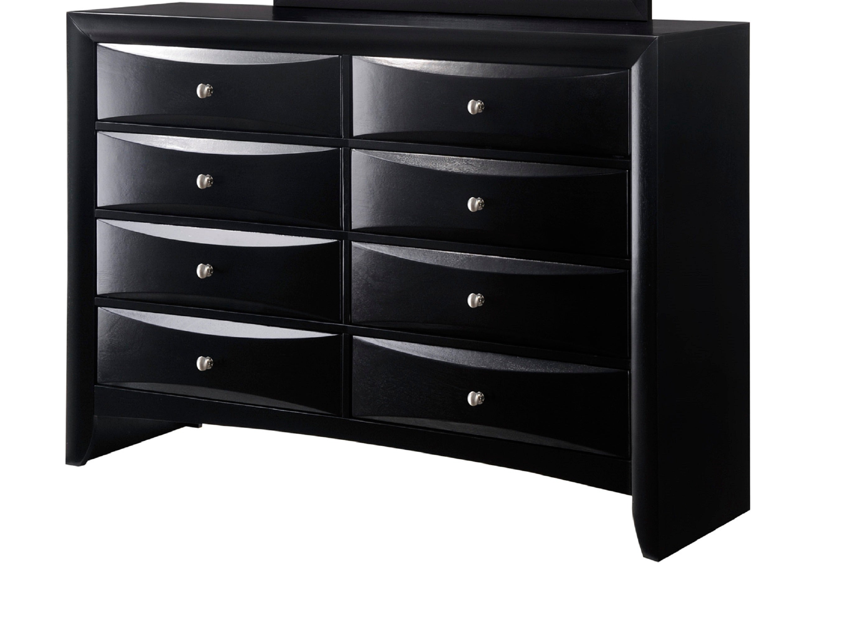 Black Contemporary 8-Drawer Solid Wood Bedroom Dresser