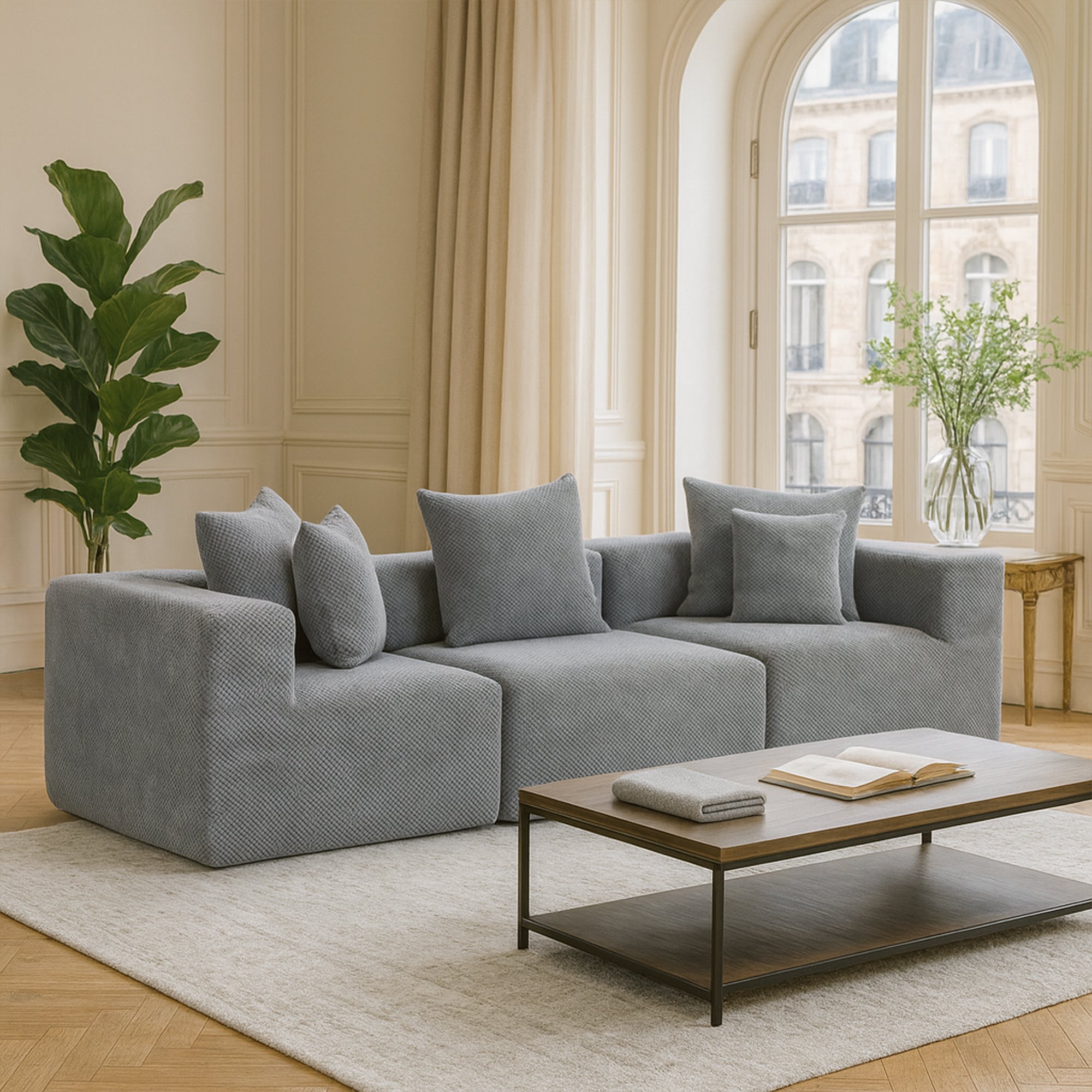 Modular 3-Seat Sectional Sofa: Deep-Seat, Modern, Easy Setup